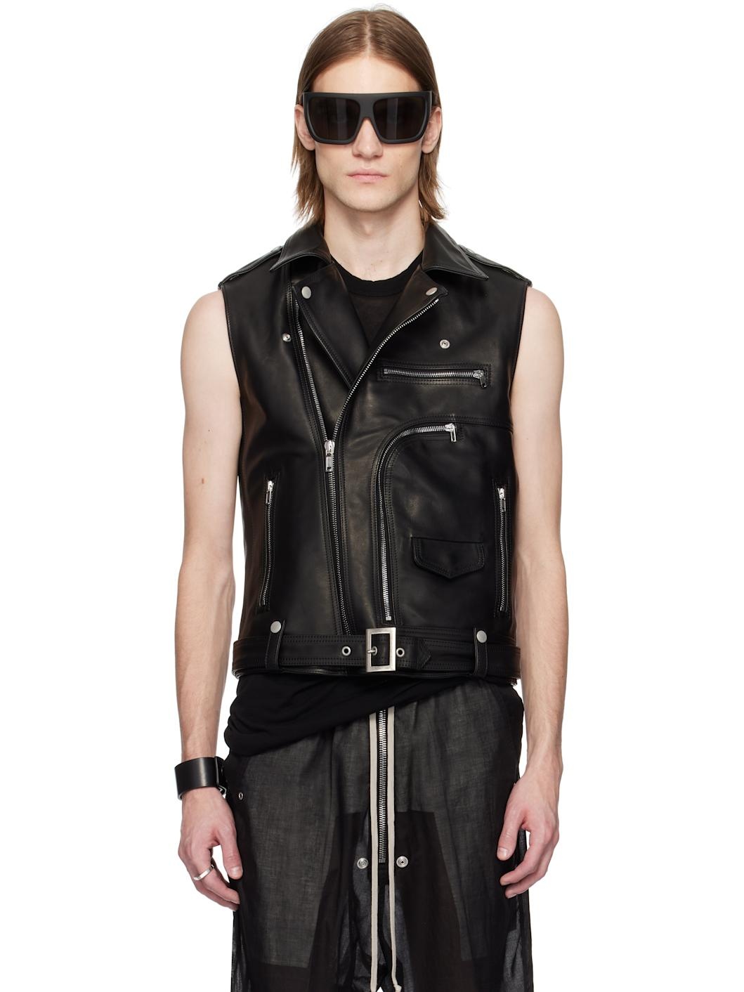 Black Hollywood SL Bauhaus Stooges Leather Vest - 1