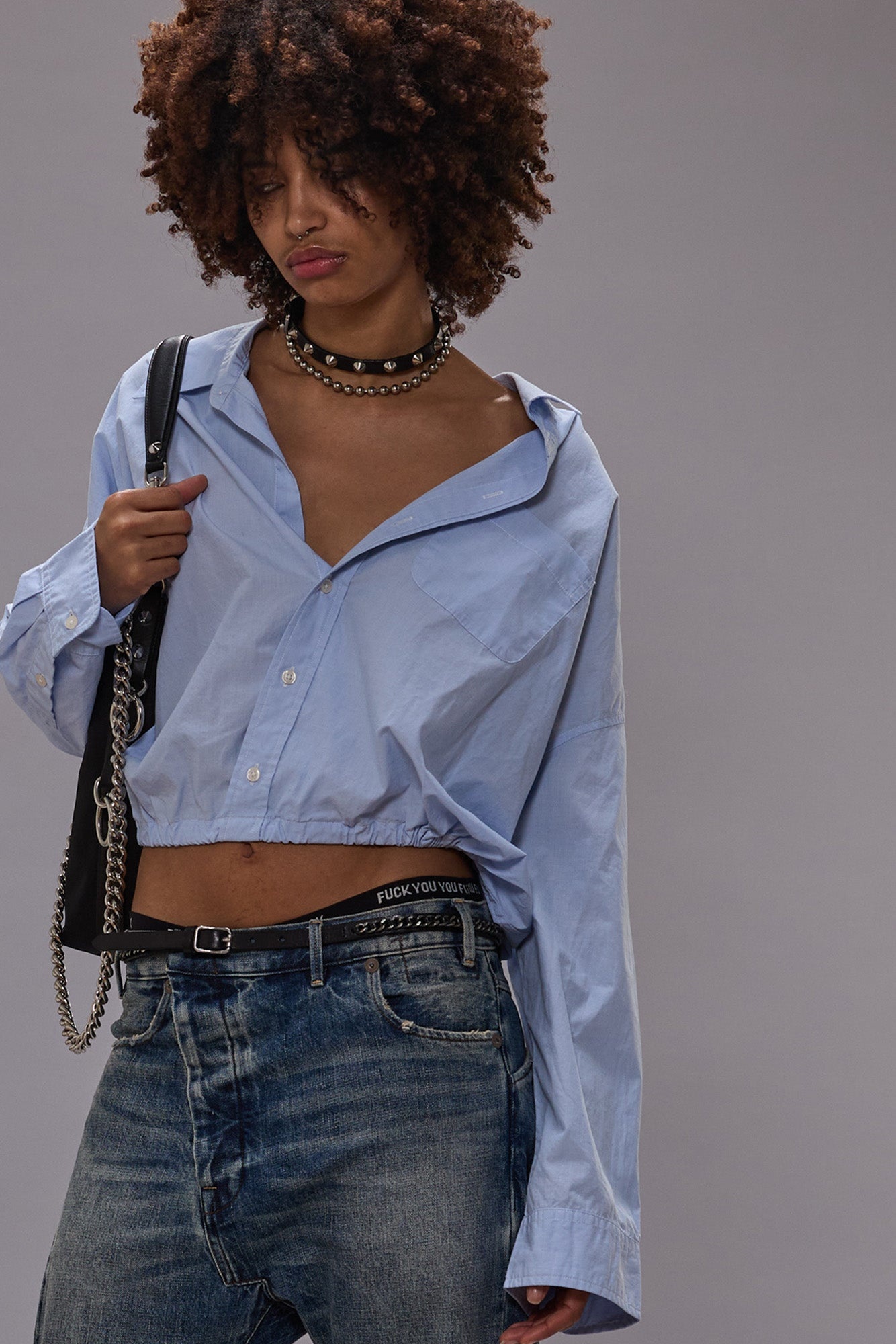 CROSSOVER BUBBLE SHIRT - EOE LIGHT BLUE - R13 - 1