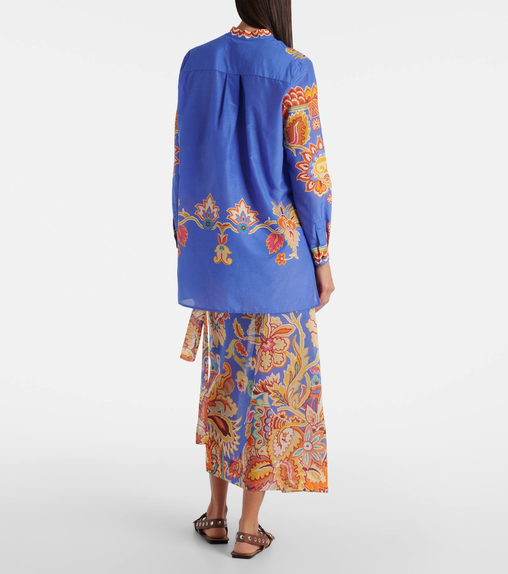 Floral cotton and silk shirt - 3