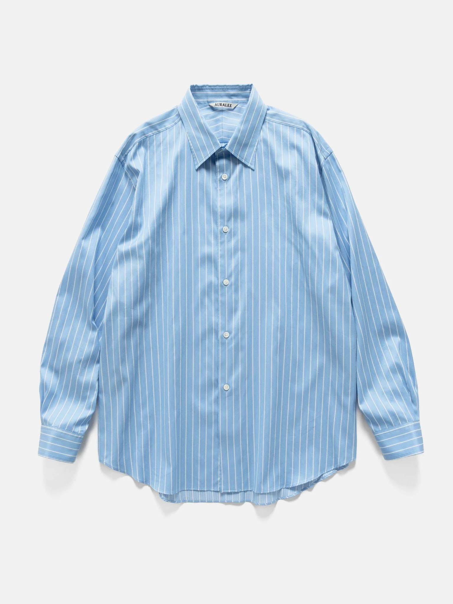 Cotton Silk Stripe Shirt Sax Blue Stripe - 1