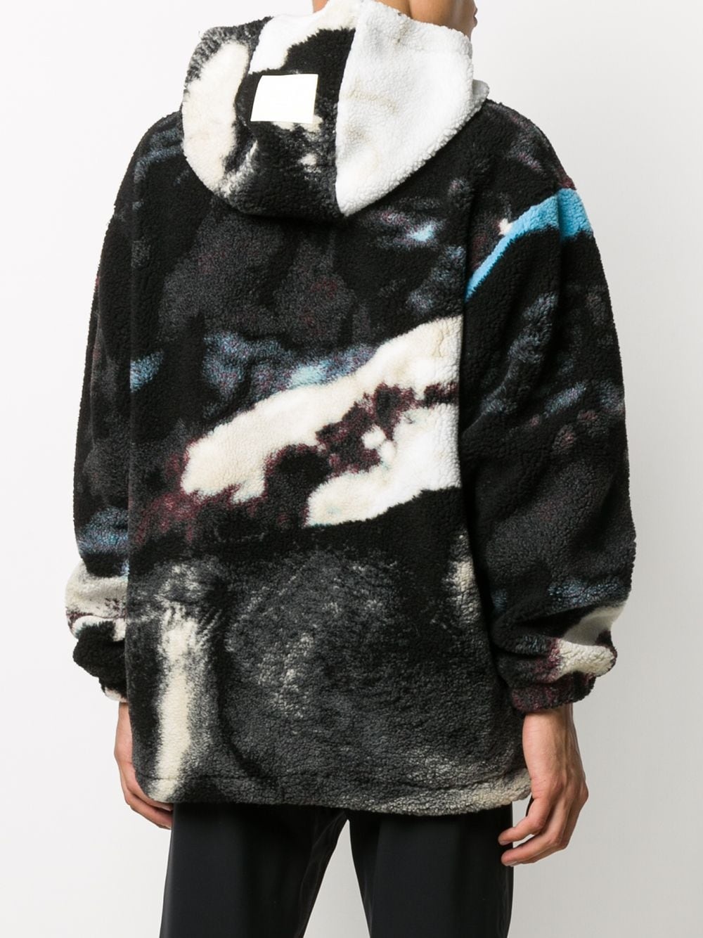 wolf print fleece hoodie - 4