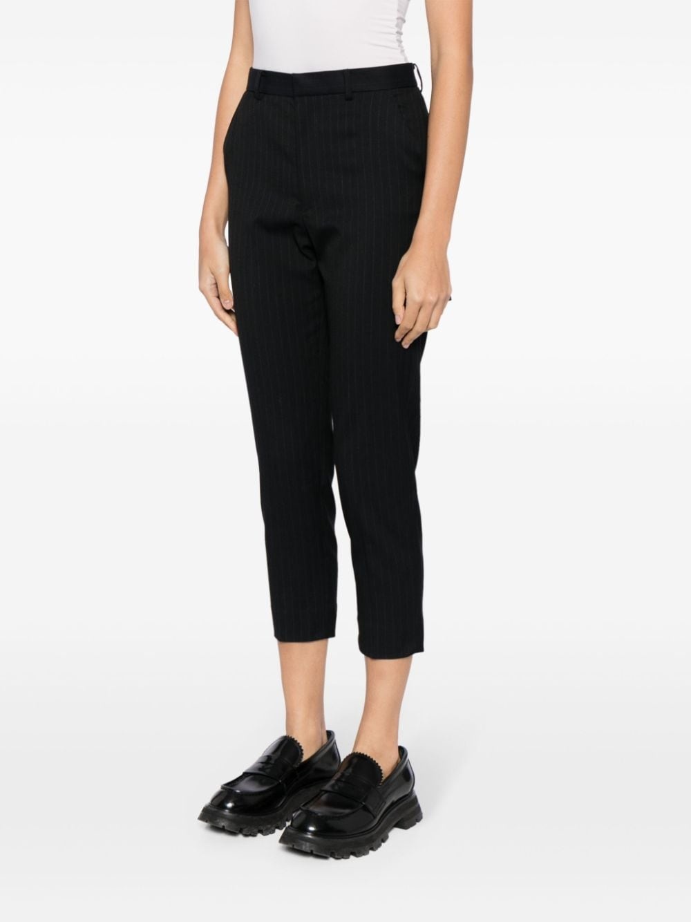 pinstriped high-waisted cropped trousers - 3