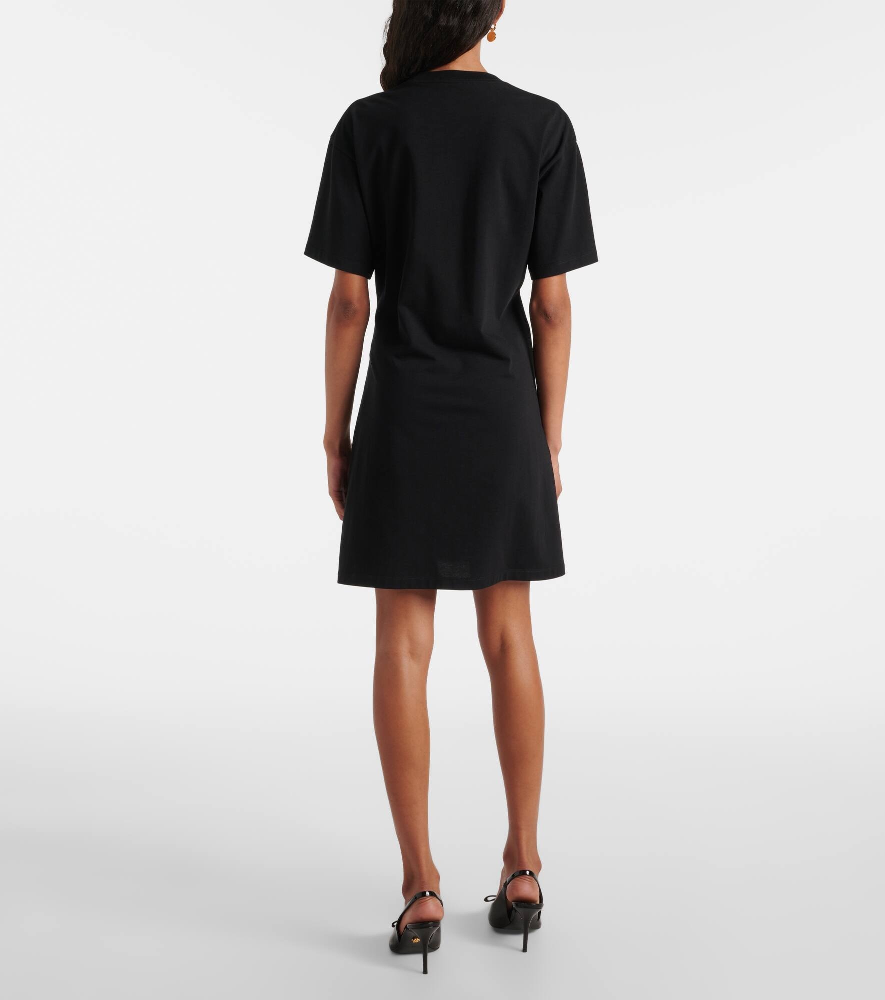 Logo gathered cotton minidress - 3