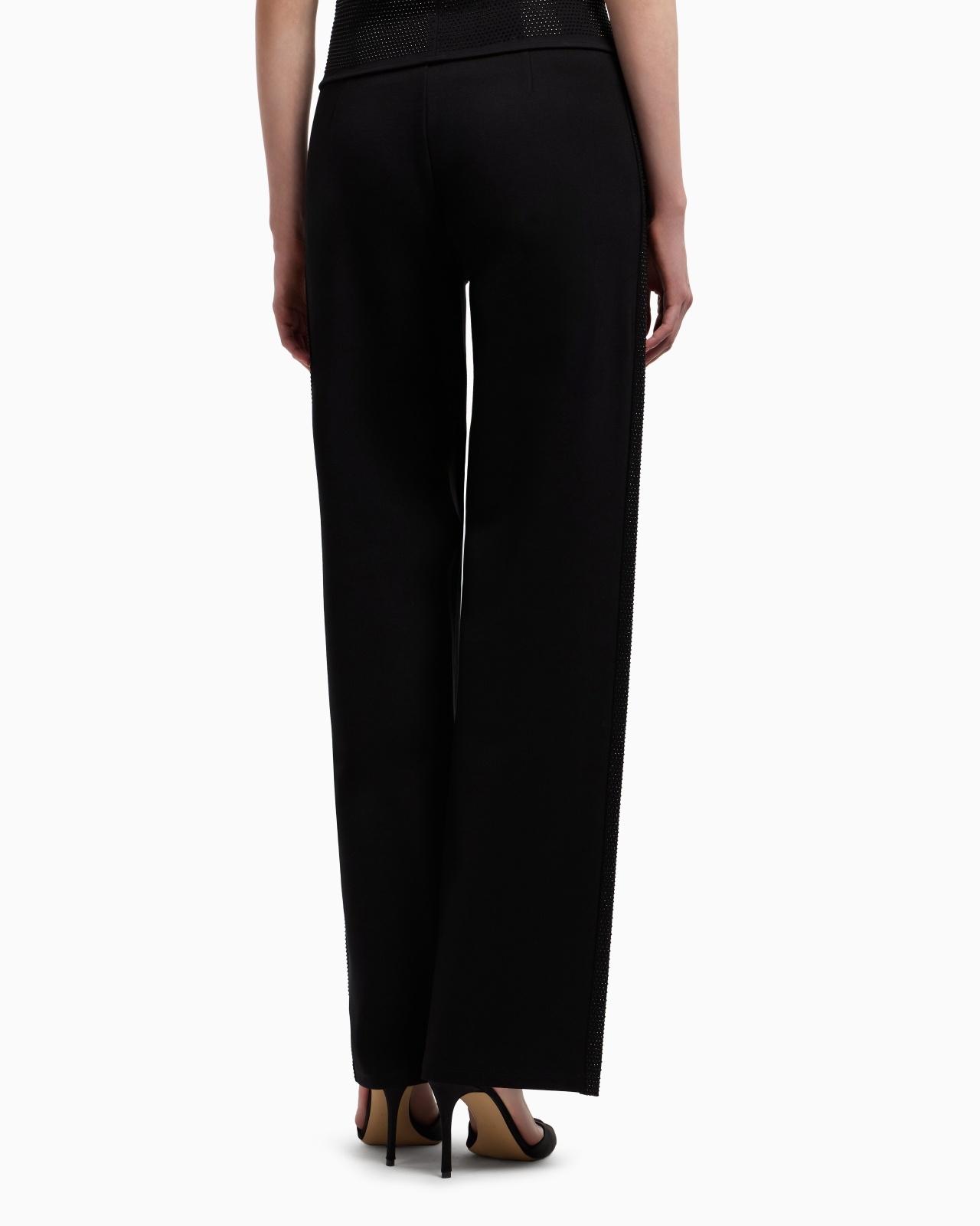 INTERLOCK JERSEY TROUSERS WITH BANDS AND MICRO STUDS - 3