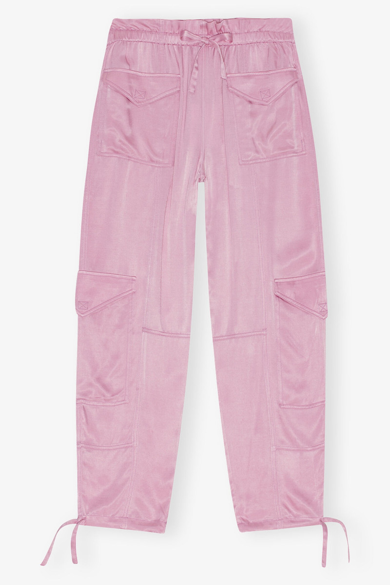 PINK WASHED SATIN PANTS 1