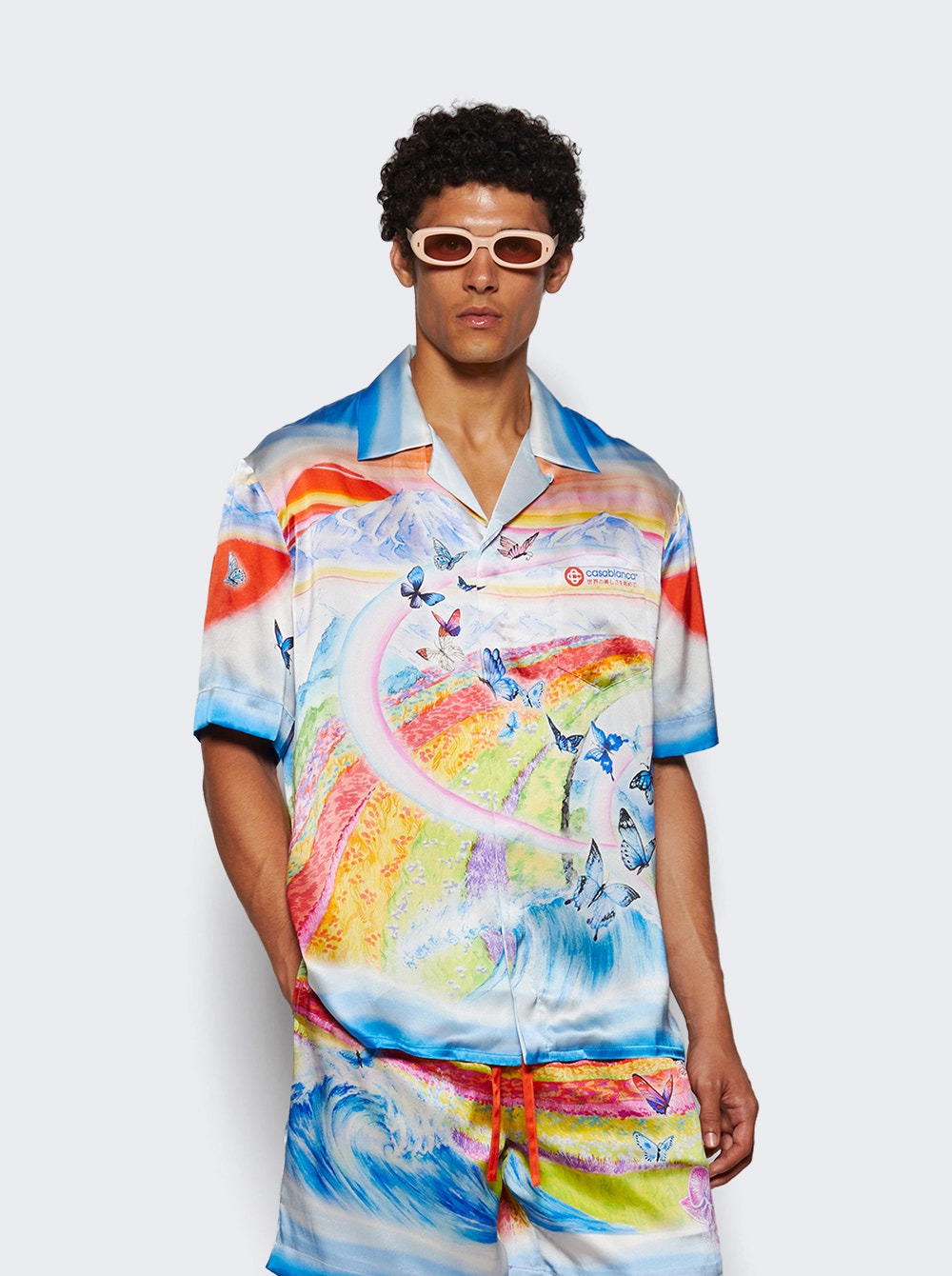 Cuban Collar Short Sleeve Shirt Butterfly Mountain - 2