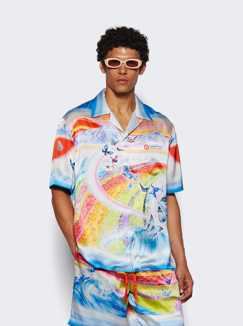 CASABLANCA Cuban Collar Short Sleeve Shirt Butterfly Mountain outlook