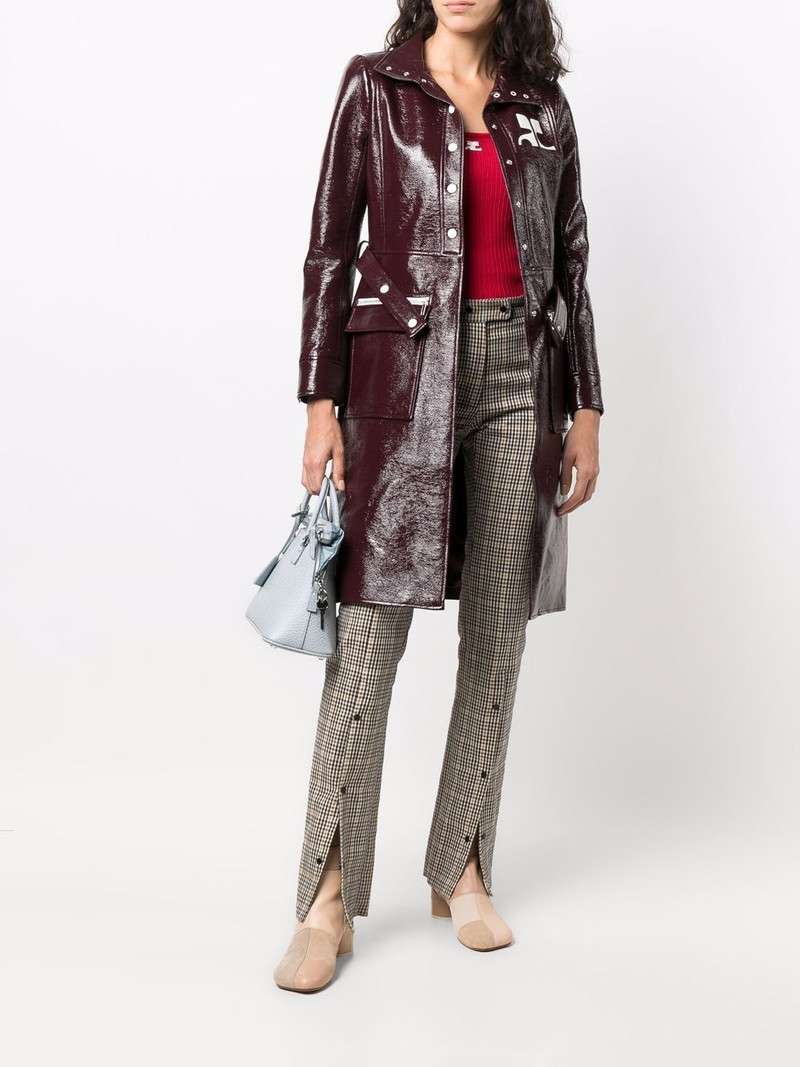 courrèges logo-appliqué vinyl trench coat outlook