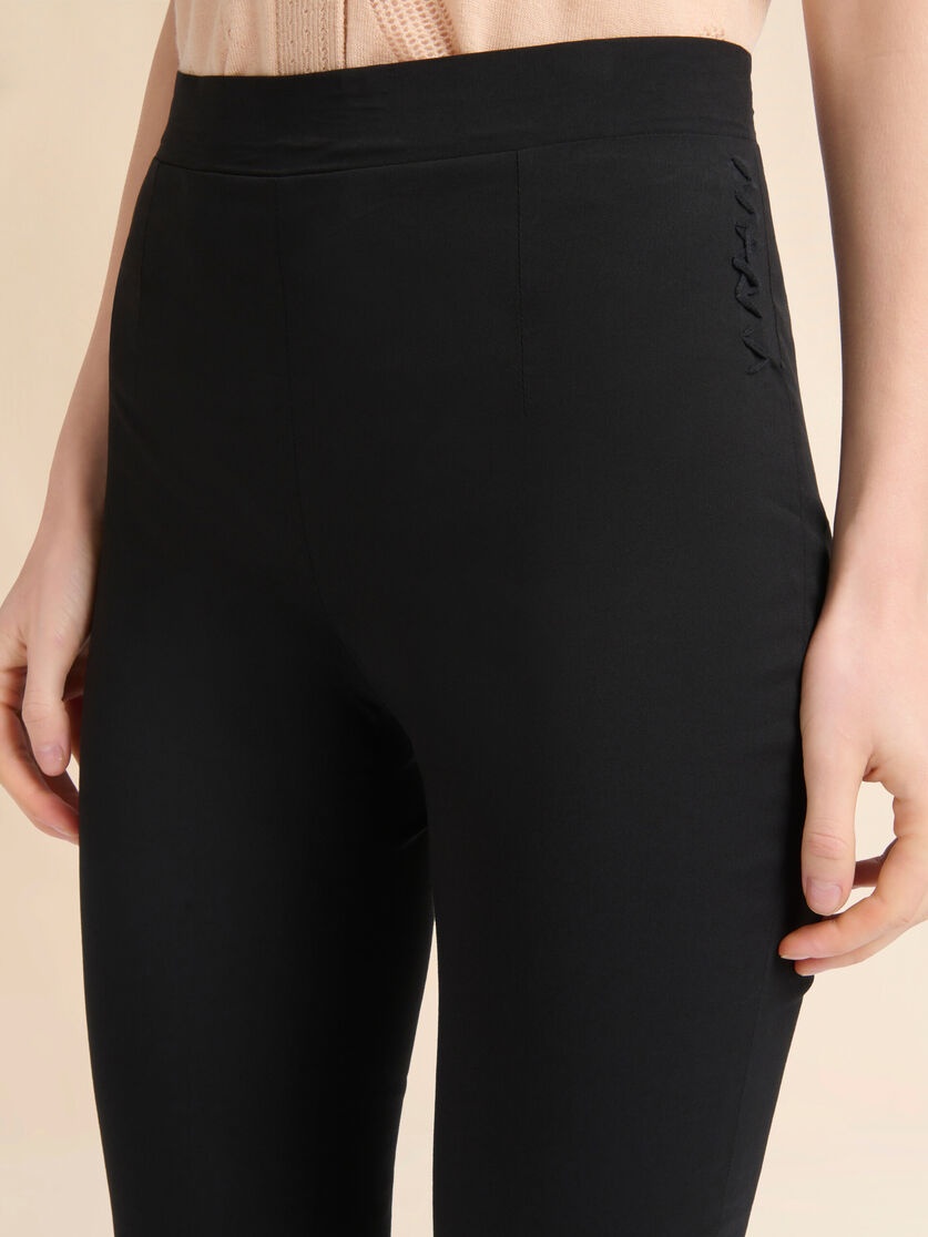 BLACK STRETCH POPLIN TROUSERS WITH MARNI SYMBOL - 4