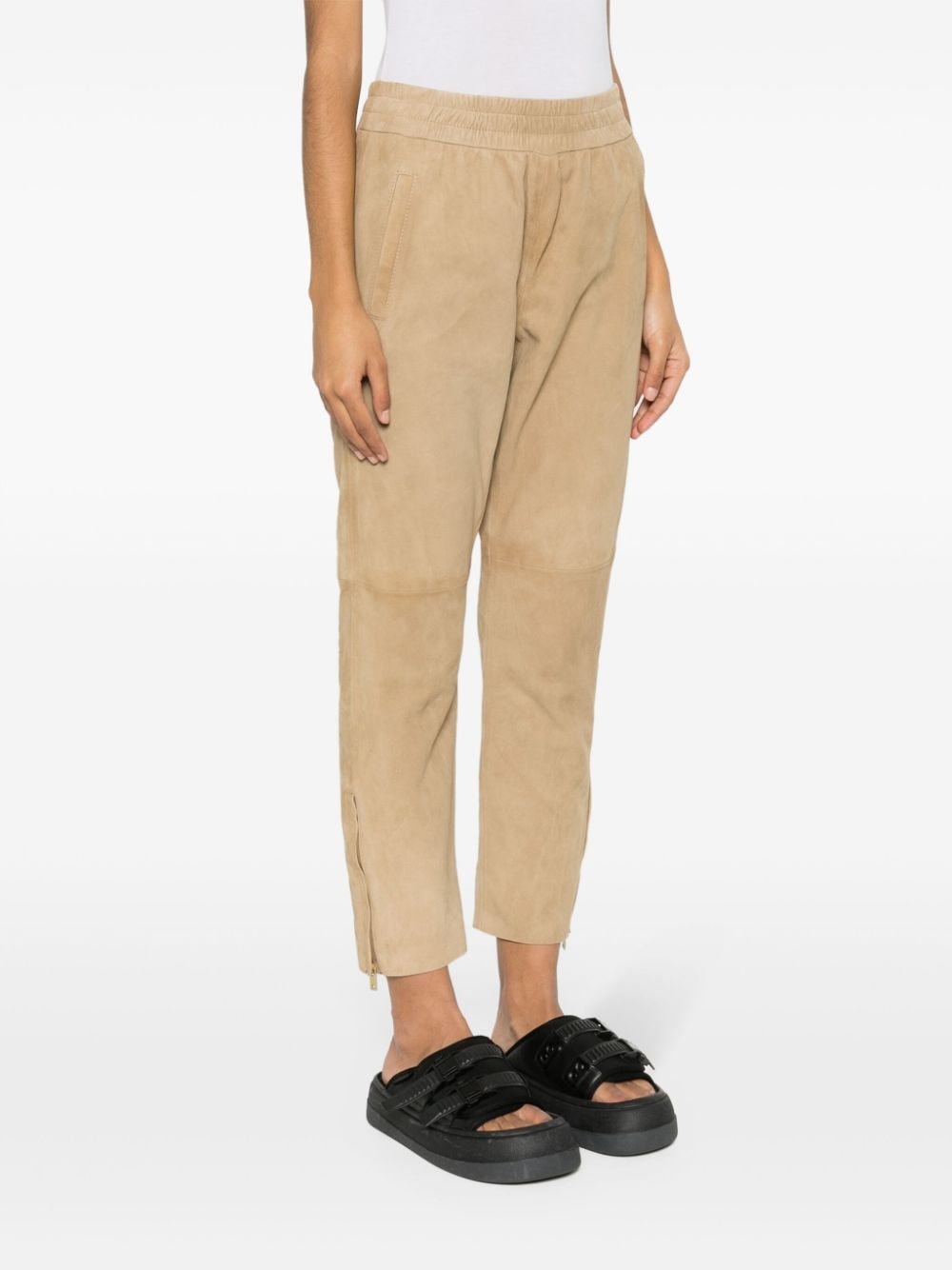 slim-fit suede trousers - 3