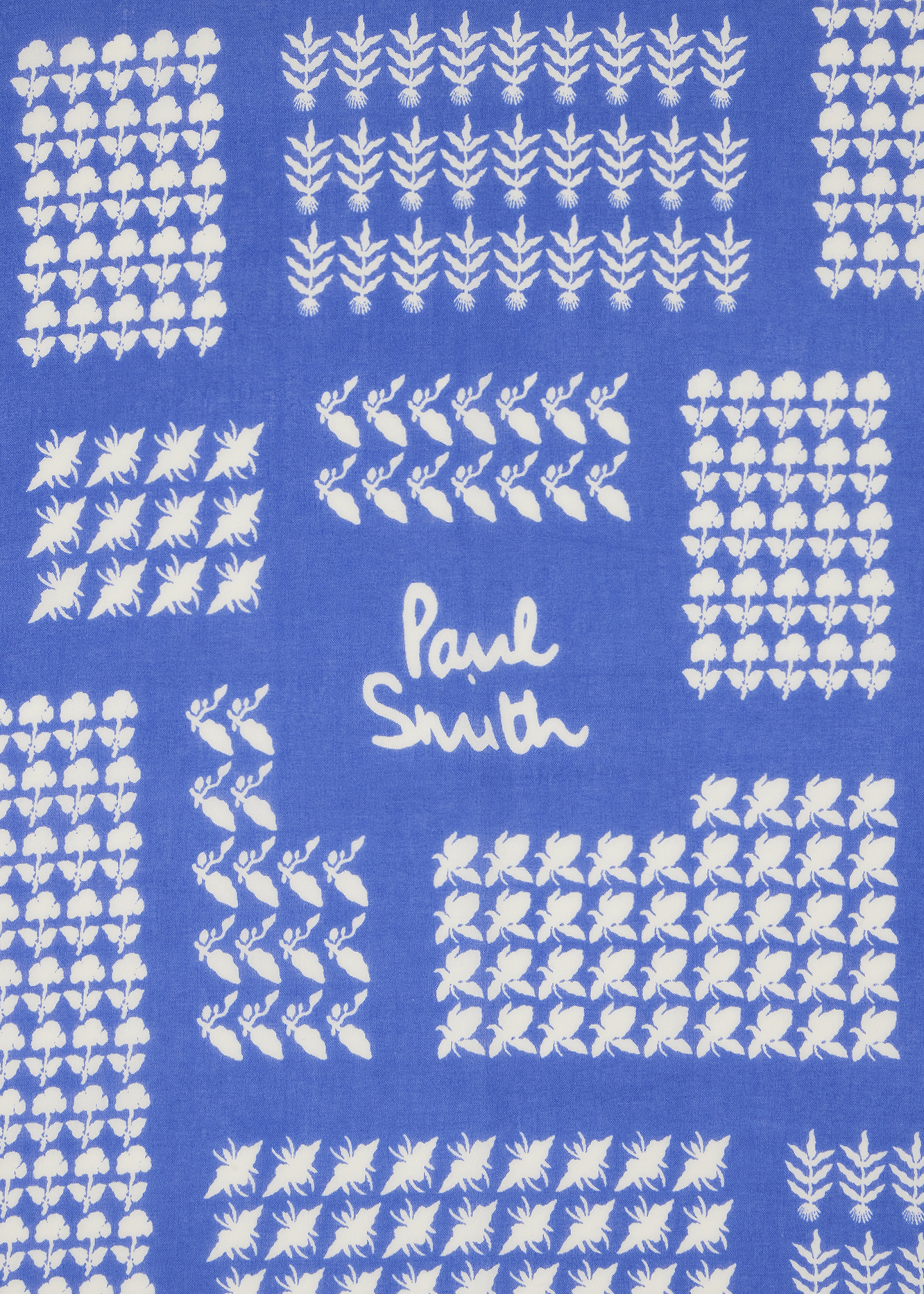 Blue Contrast Motif 'Bandana' Cotton Scarf - 3