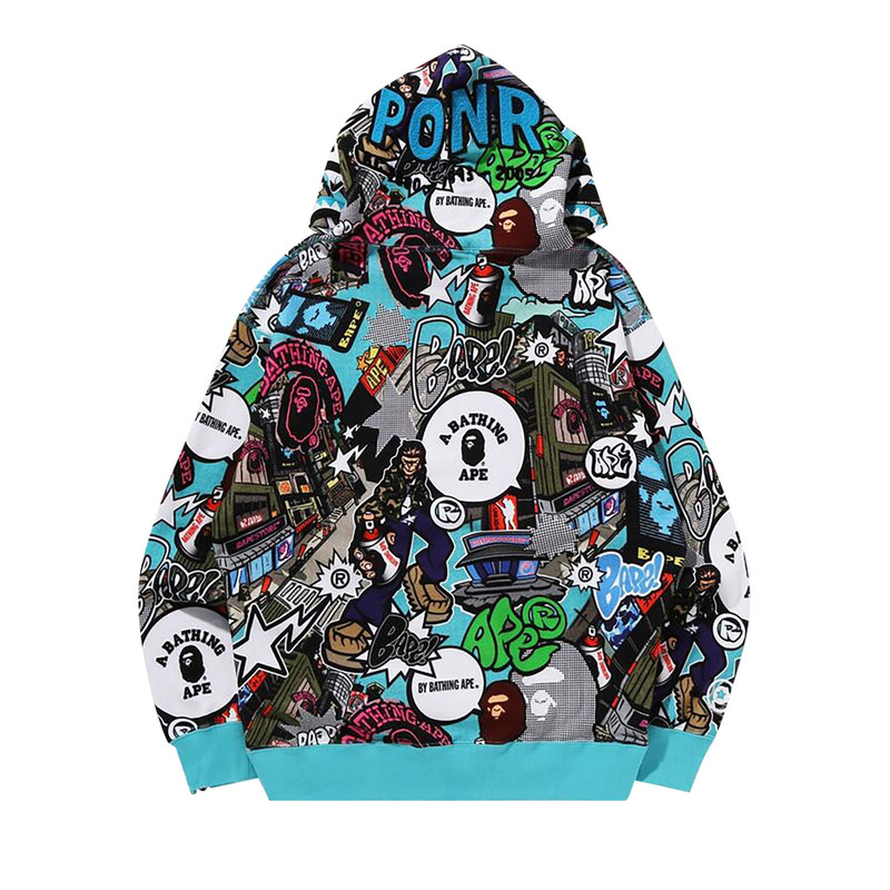 A BATHING APE® BAPE Comic Art Shark Zip Hoodie 'Multicolor' outlook