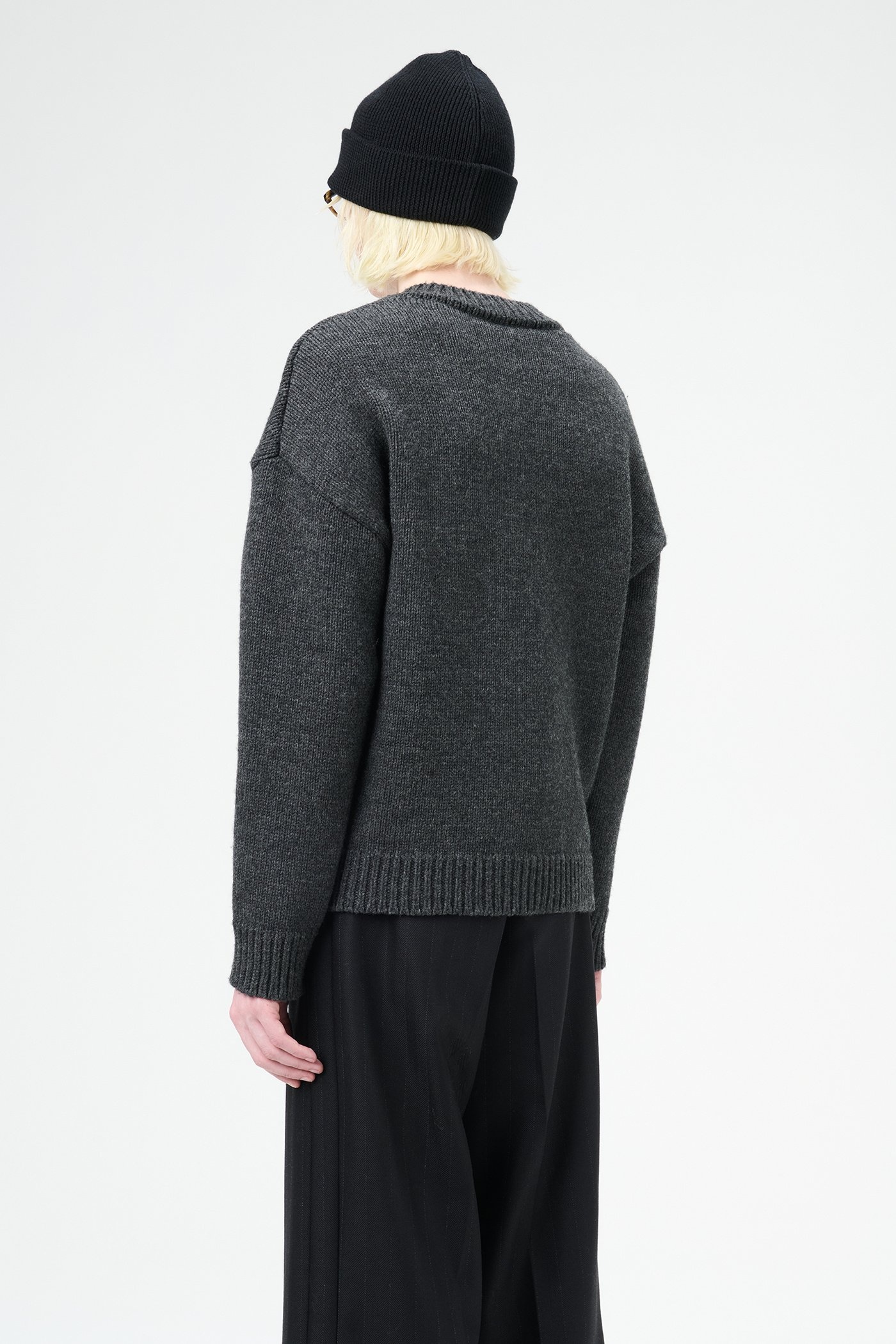 Our Legacy Sonar V-Neck Ash Melange Stately Wool | REVERSIBLE