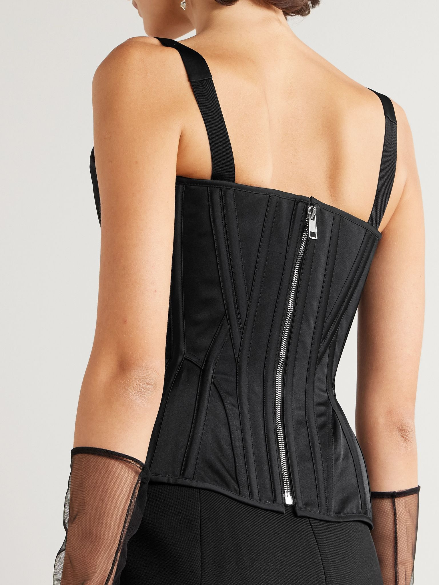 Recycled-satin bustier top Black - 3