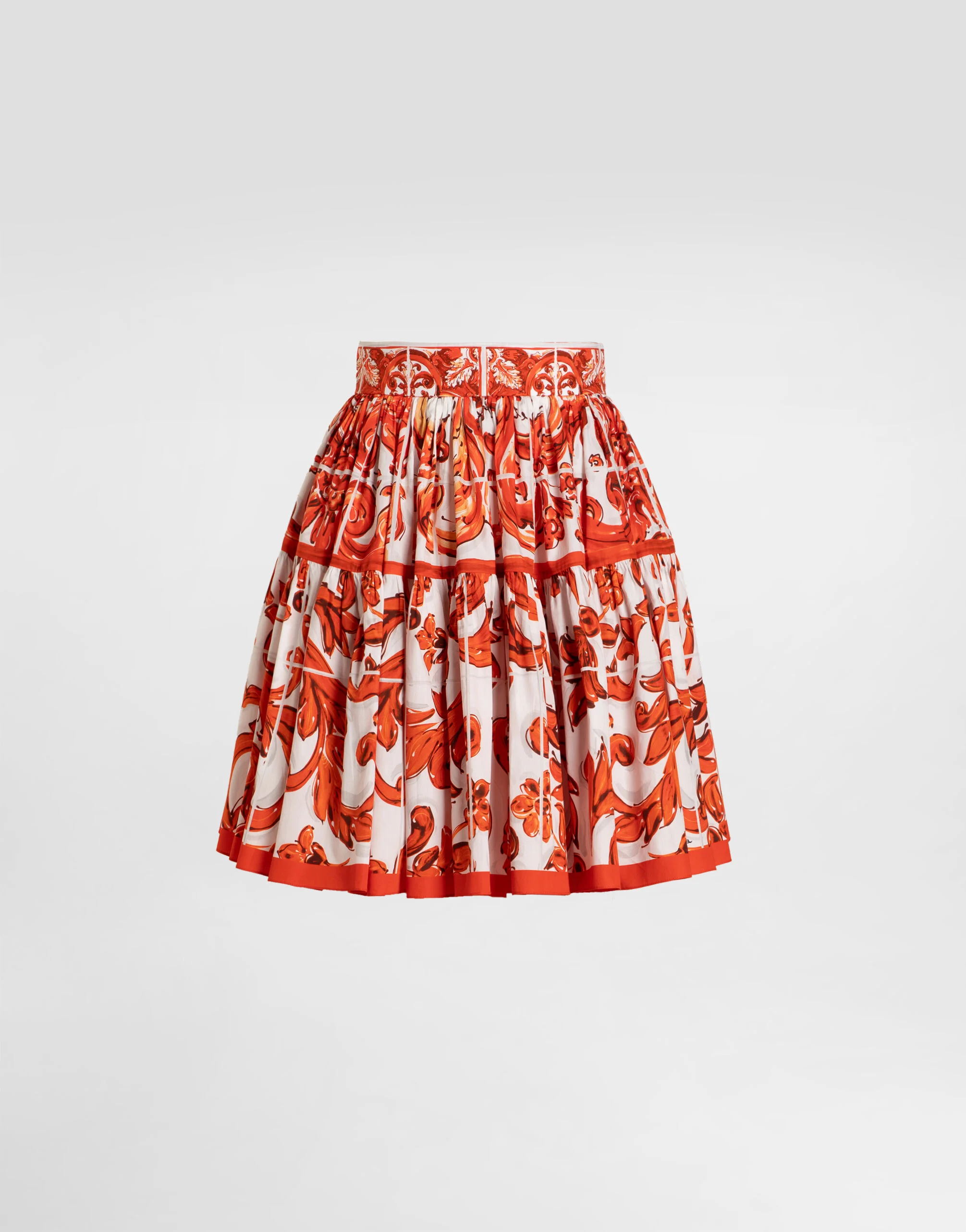 Majolica-print poplin short skirt - 1