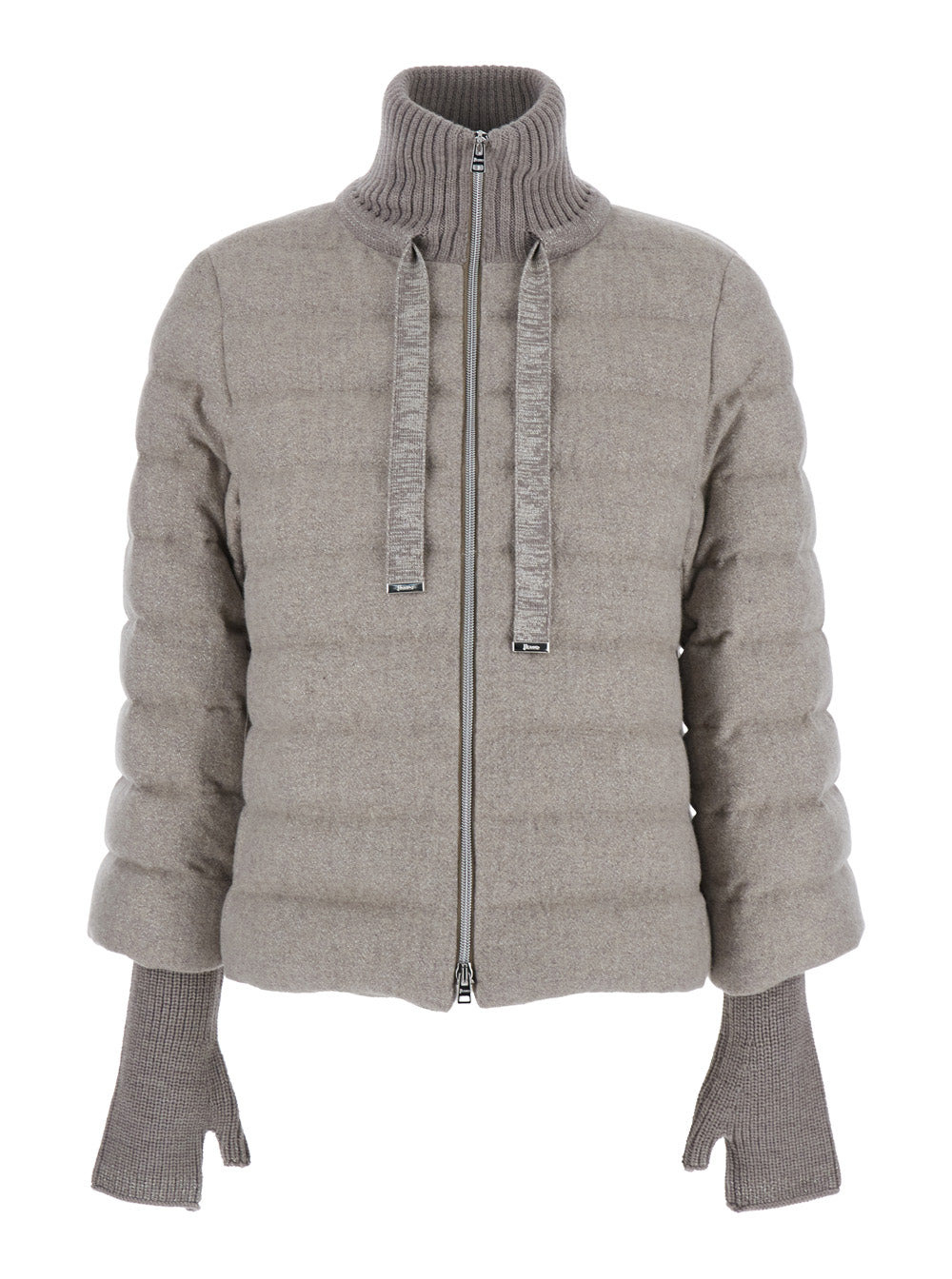 Herno Women Beige Down Jacket With Drawstring High  Neck And Removable Gloves In Tech Fabric Woman - 1