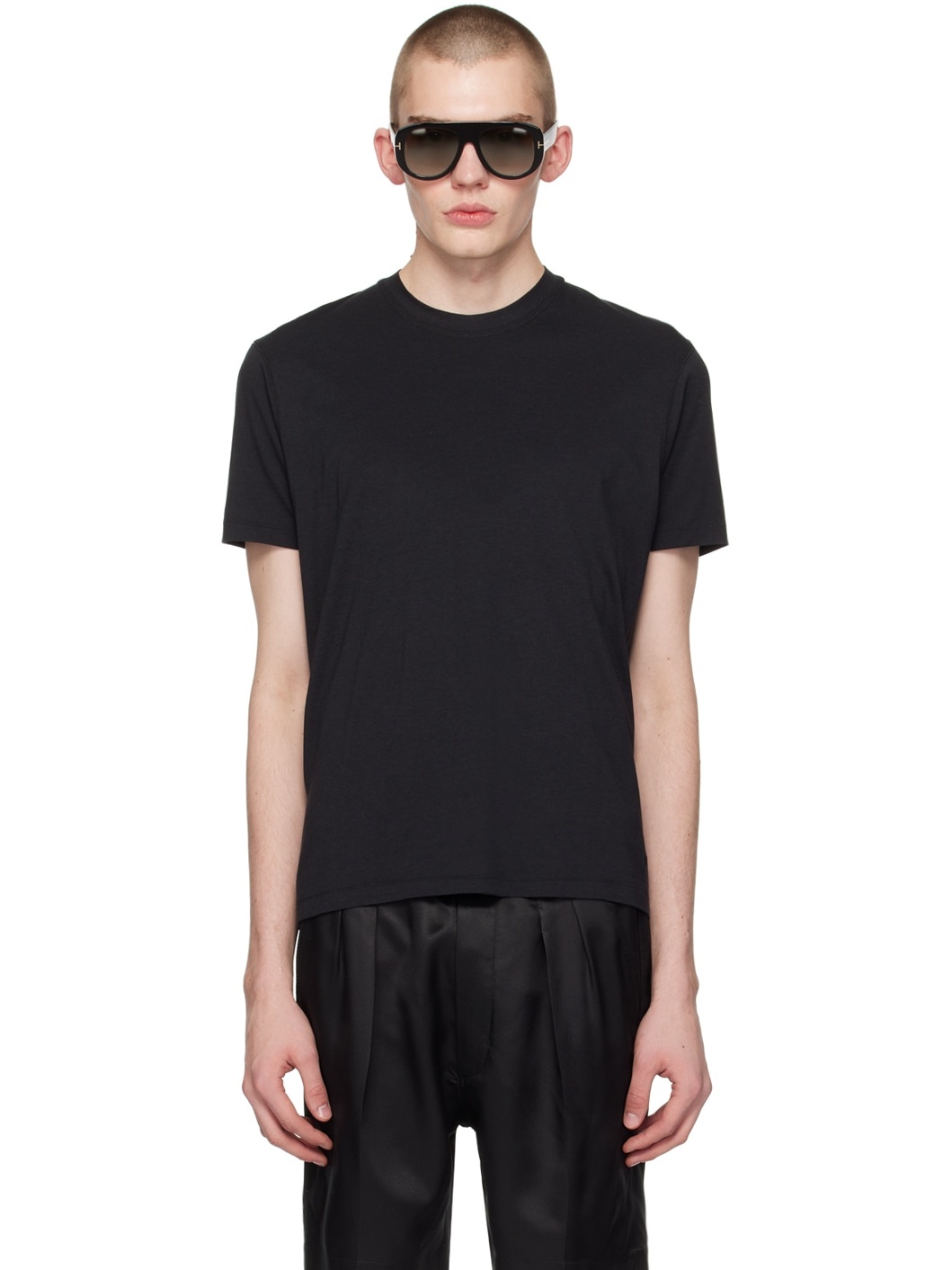 Black Embroidered T-Shirt - 1