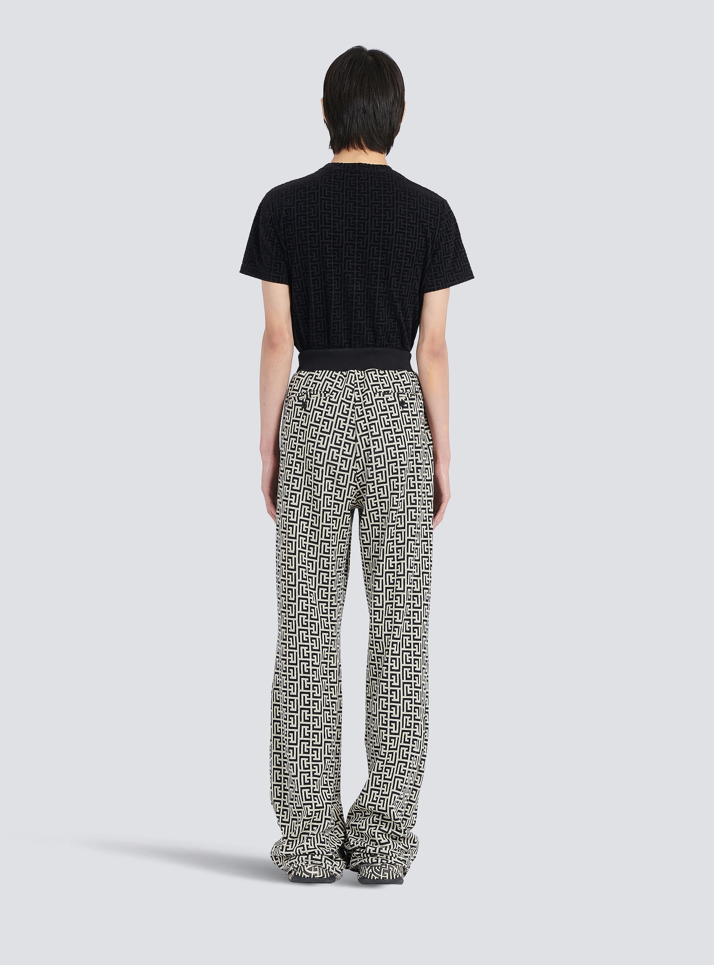 Wide jersey Balmain monogram pants - 4