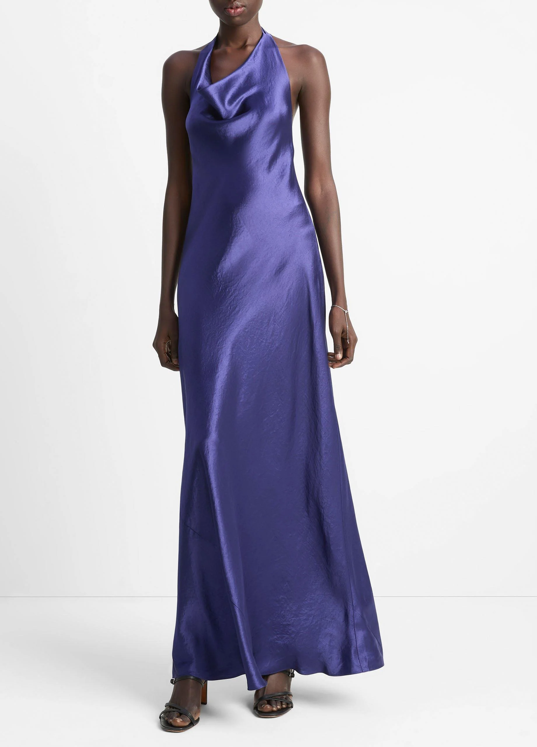Satin Cowl-Neck Maxi Dress - 1