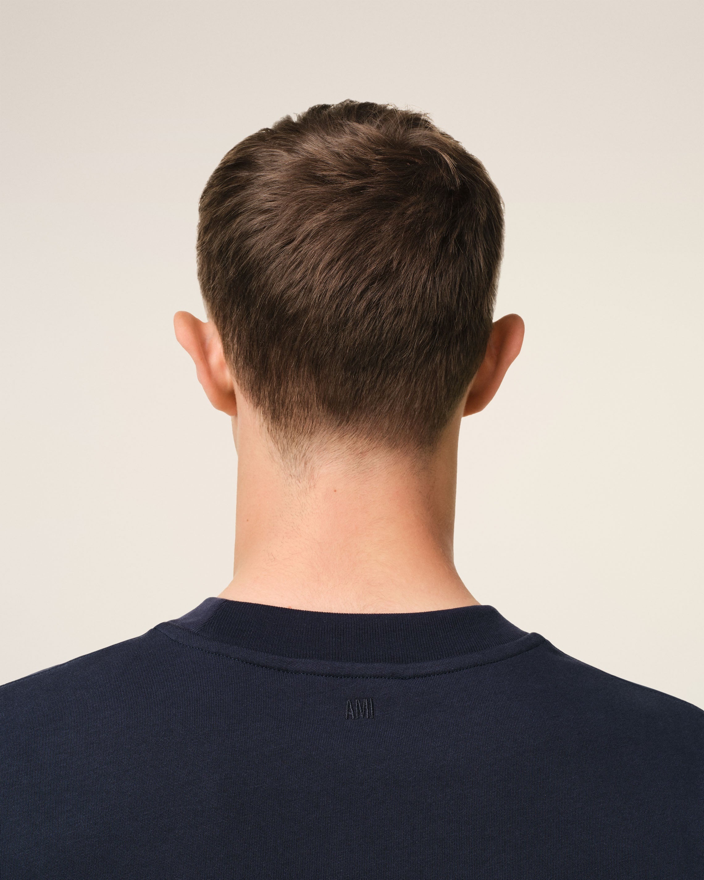 NAVY COTTON AMI PARIS PATCH T-SHIRT - 4