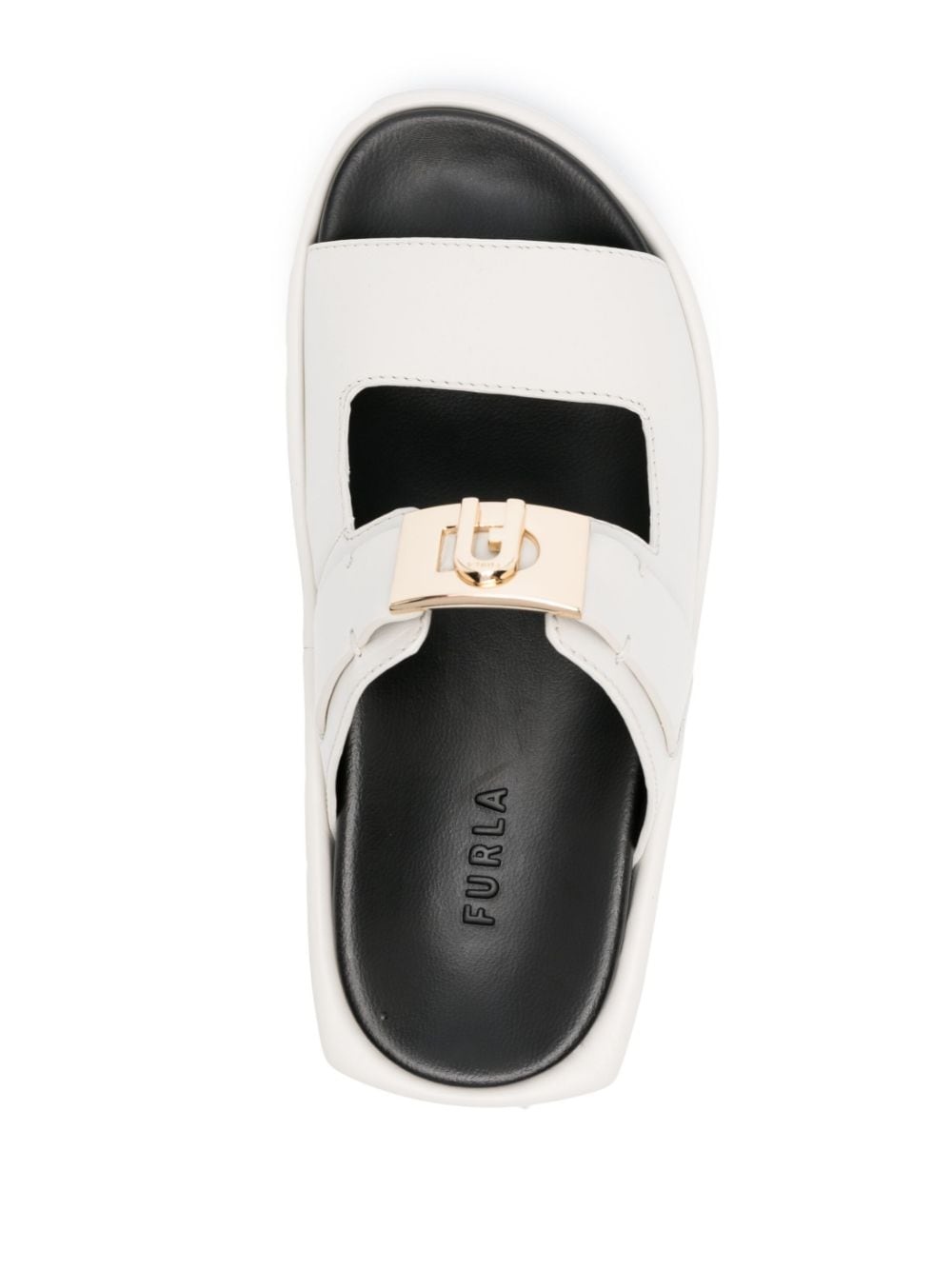 logo-plaque leather platform slides - 4