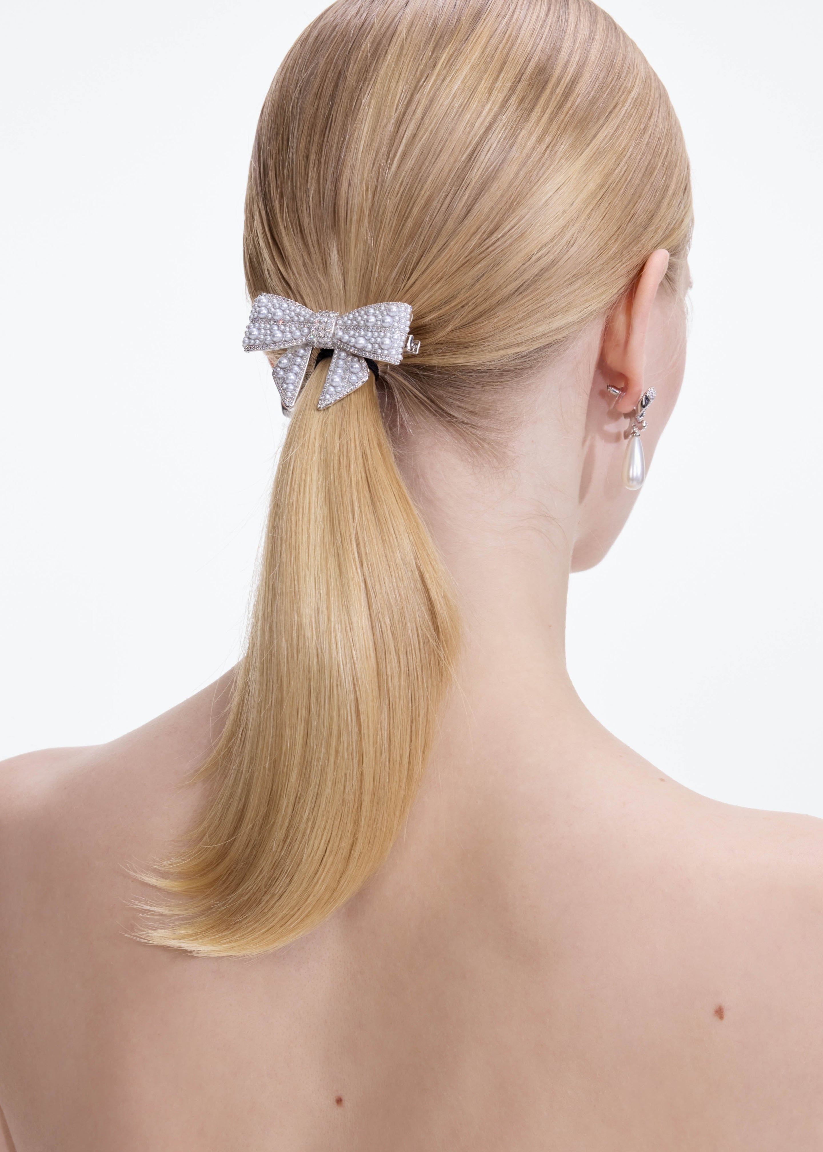 Pearl Embellished Bow Hairclip - 3