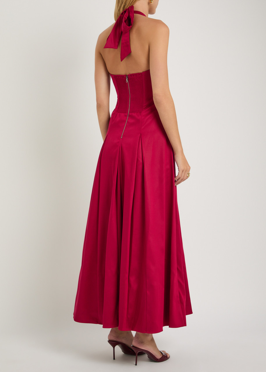 Alice + Olivia Isabelle Pleated Stretch-sateen Midi Dress - 3