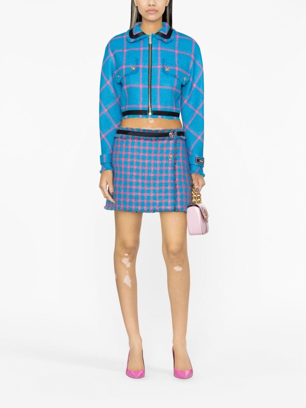 check-pattern tweed miniskirt - 2