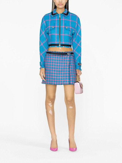 VERSACE check-pattern tweed miniskirt outlook