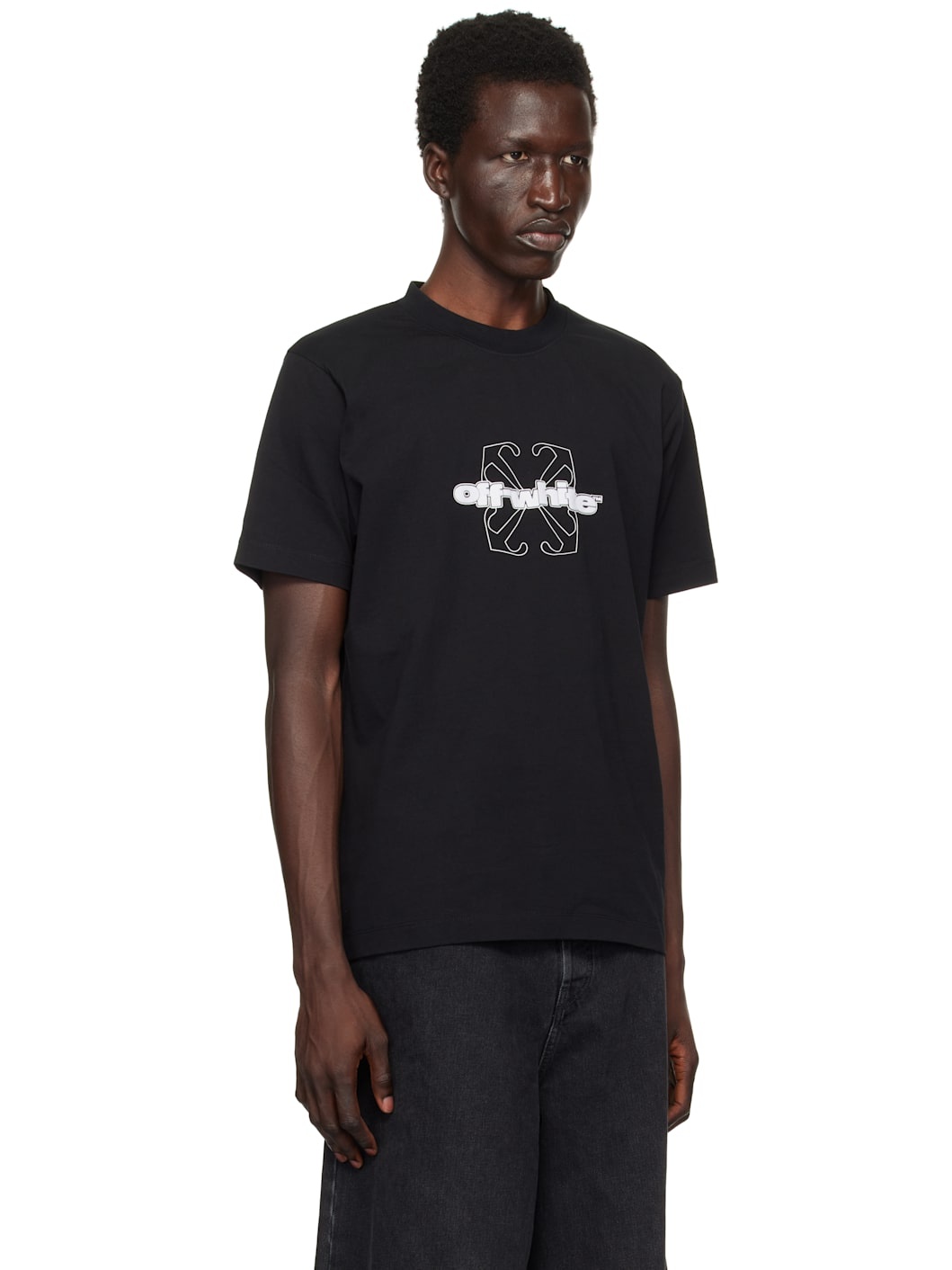 Black Flock Arrow Slim T-shirt - 2