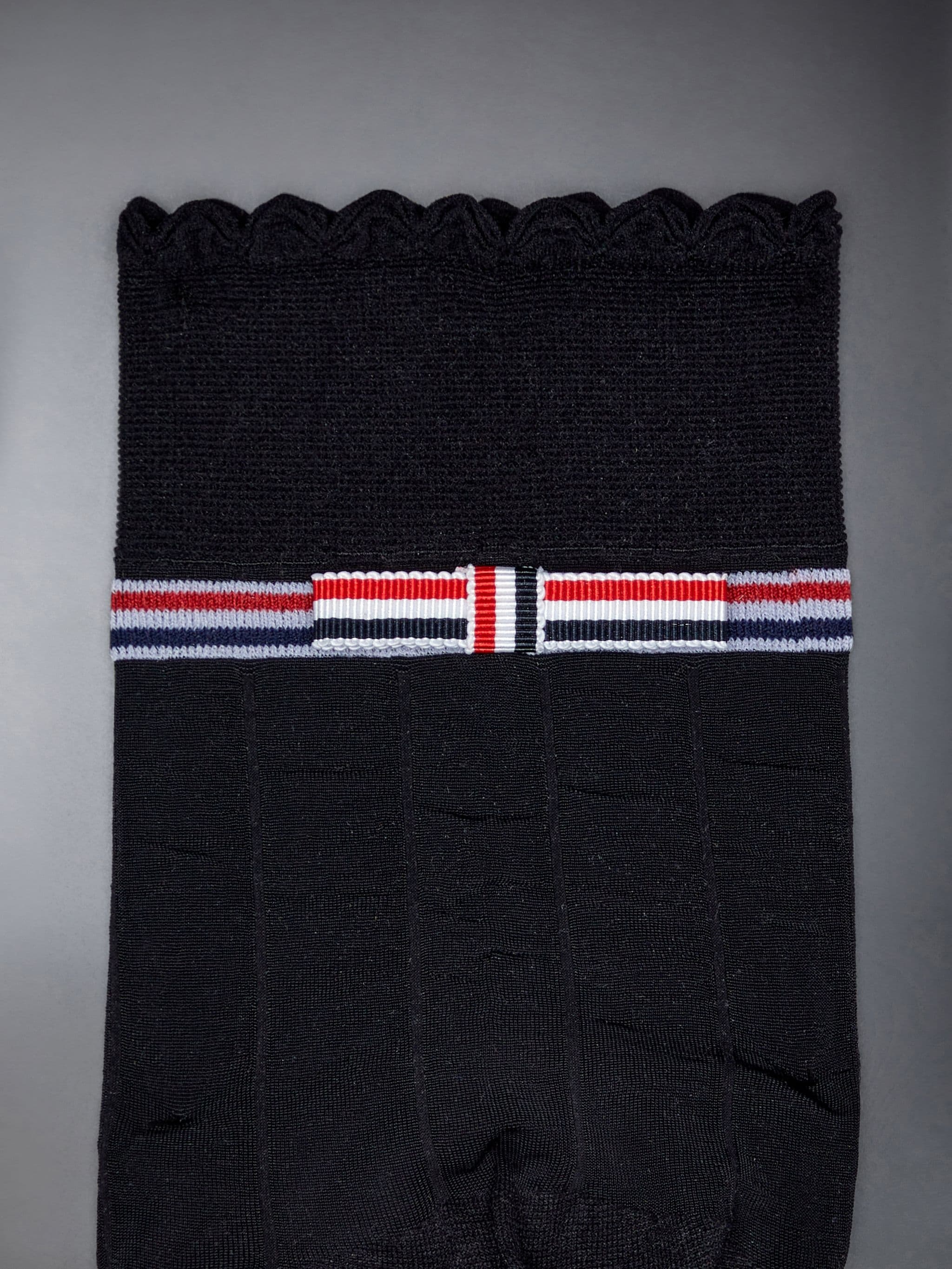 Polyester 30 Deniers Stripe Grosgrain Bow Ankle Socks - 2
