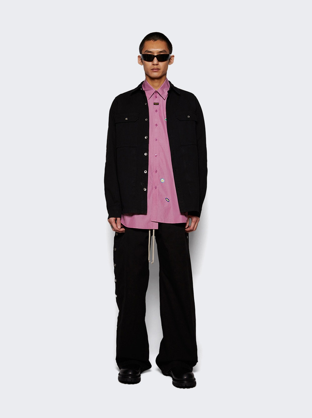 Short Sleeve Boxy Wrap Shirt Purple - 5
