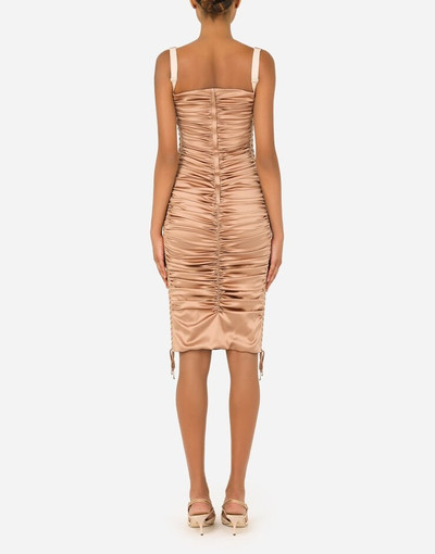 Dolce & Gabbana Satin midi dress with draping and lacing outlook