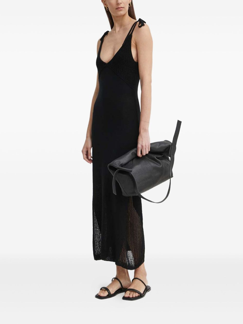 tie-strap knit midi dress - 3