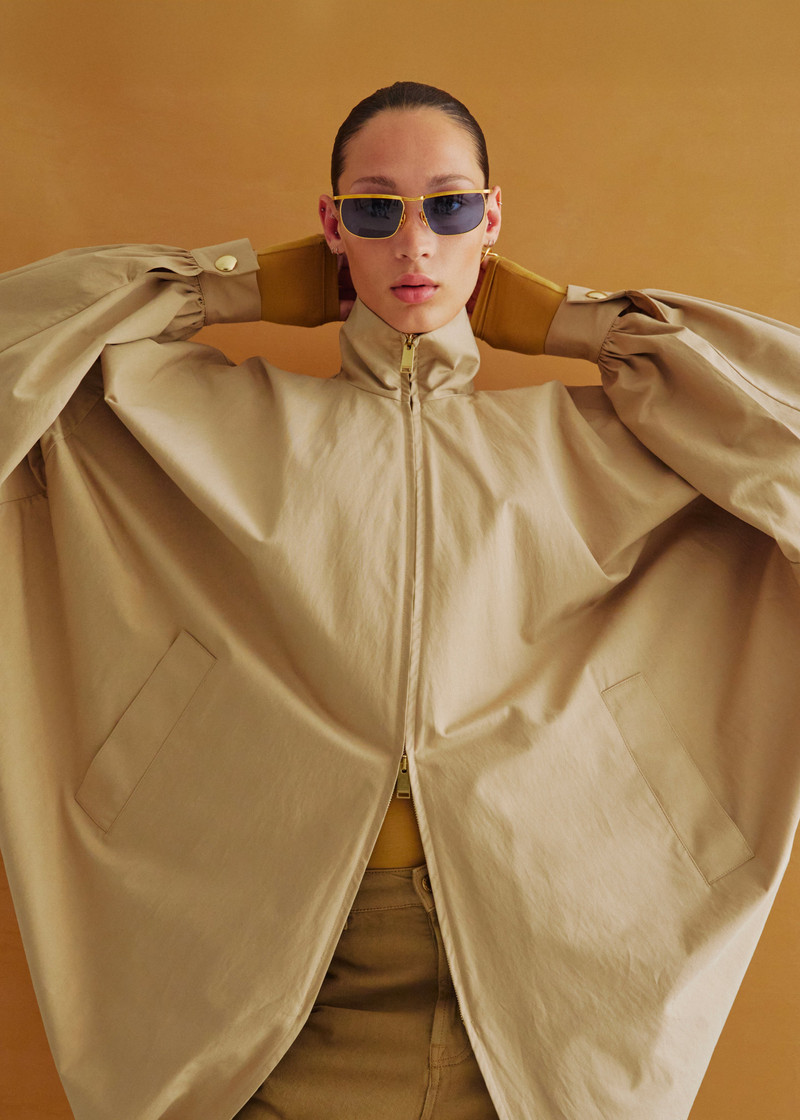 Darkpark Norma Draped Sleeves Bomber Jacket - Beige 1