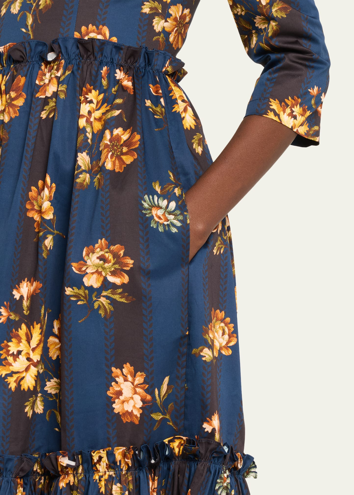 Blue Hill Printed Cotton Sateen Midi Dress - 5