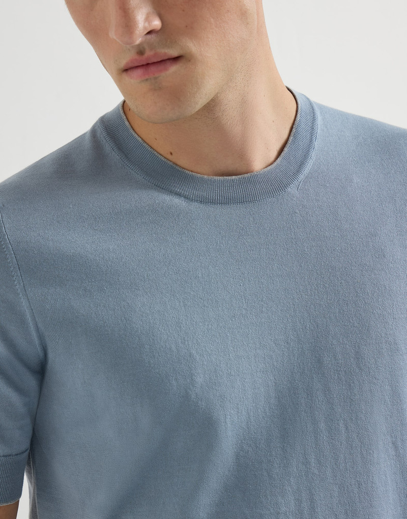 Cotton lightweight knit T-shirt with contrast details 4