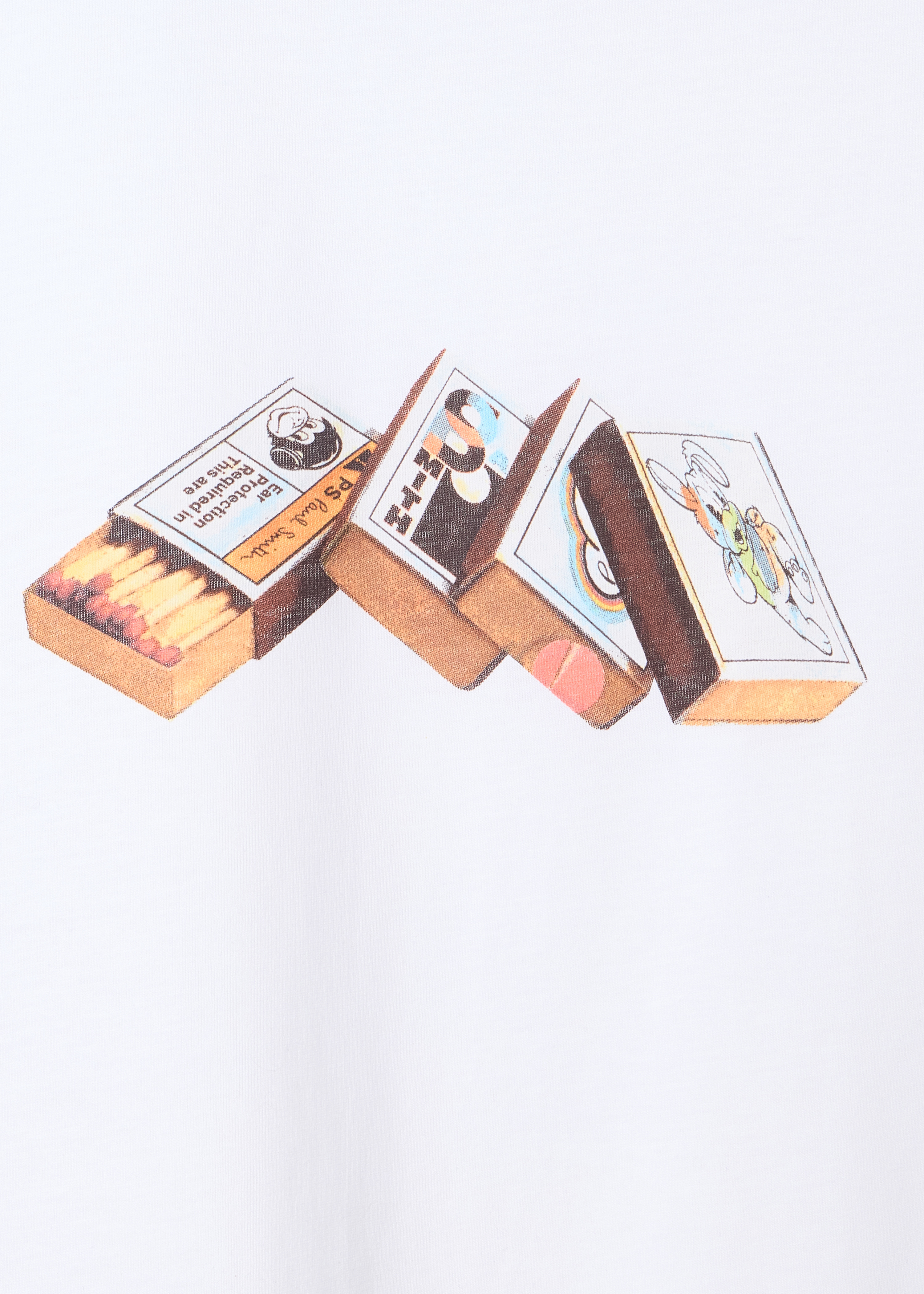 White Cotton 'Matchboxes' Print T-Shirt - 2