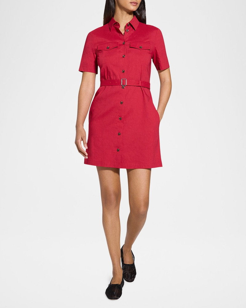 Theory Crunch Linen Military Shirtdress outlook