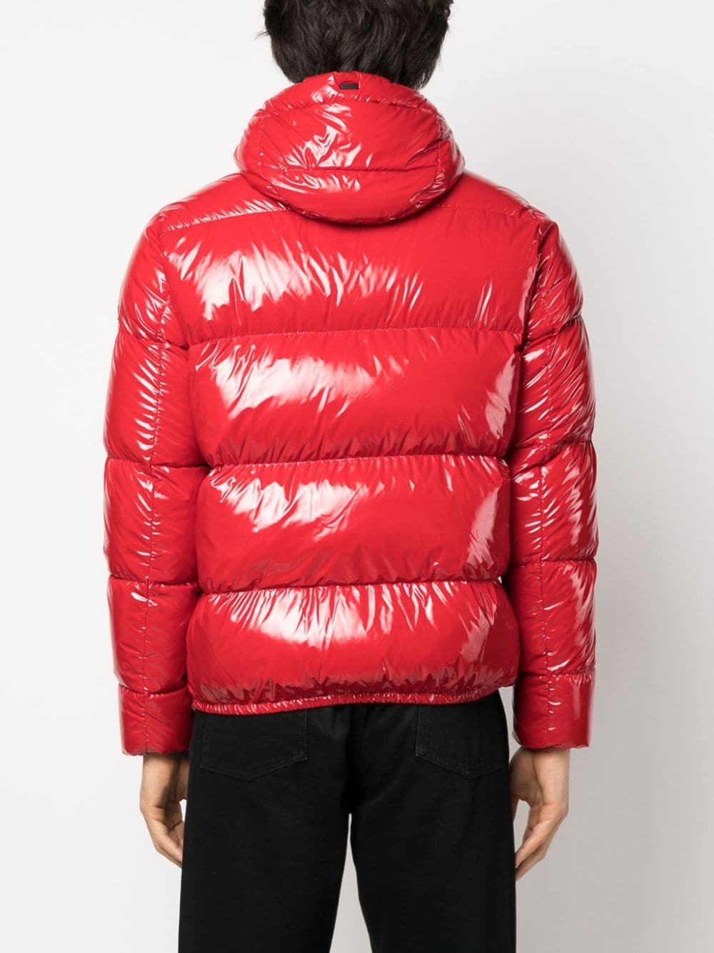 logo-patch padded hooded jacket - 4