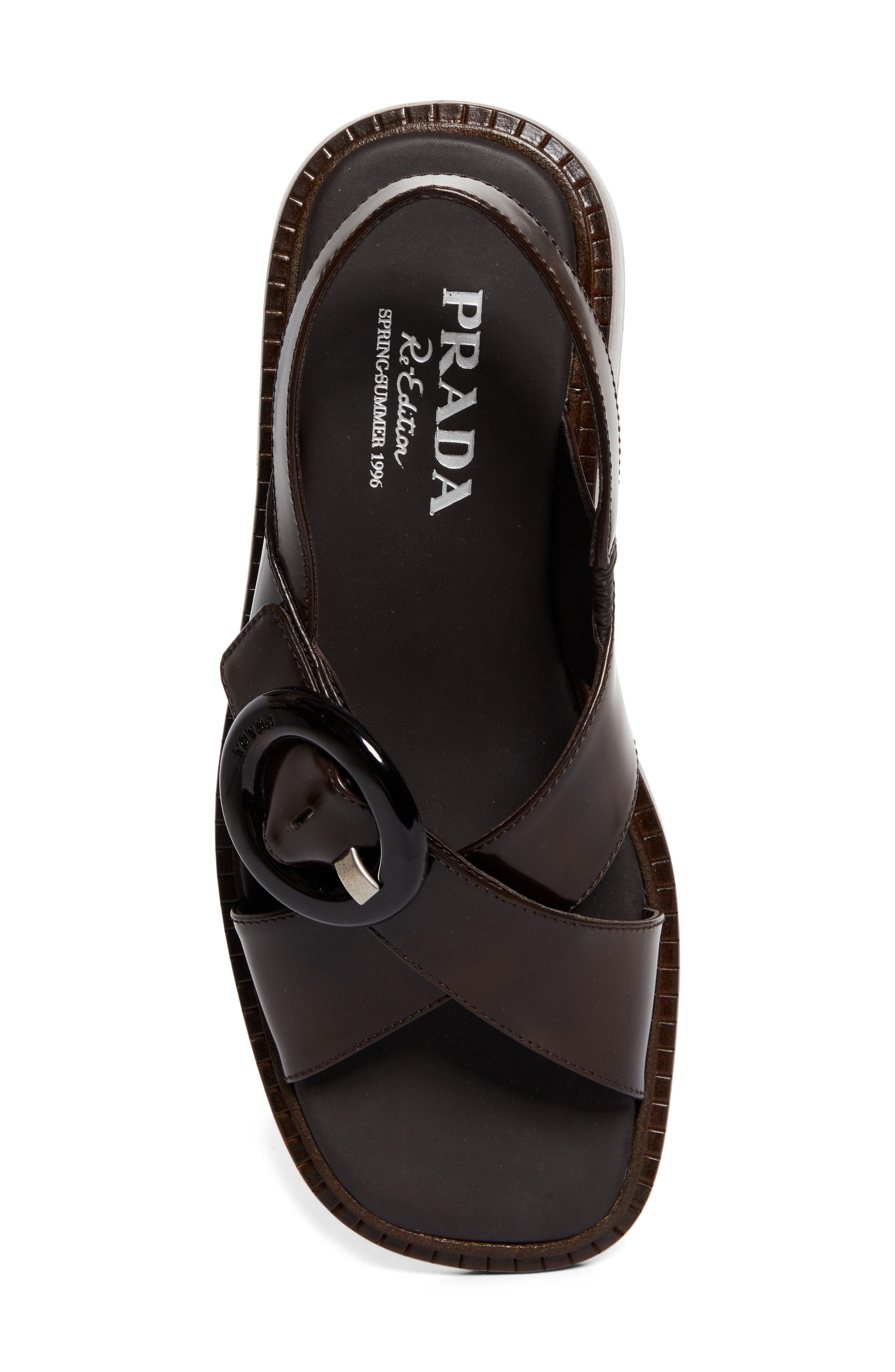 Prada Crisscross Calfskin Leather Sandal in Bruciato at Nordstrom - 5