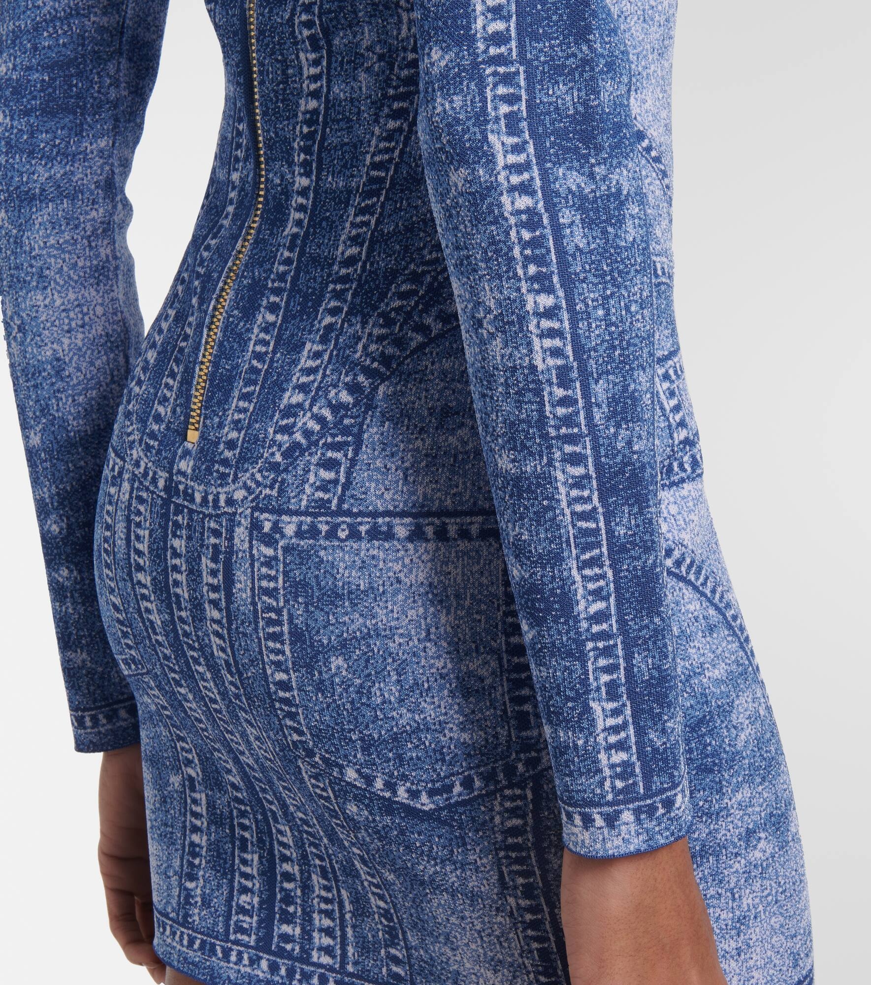 Trompe l'œil jacquard minidress - 6
