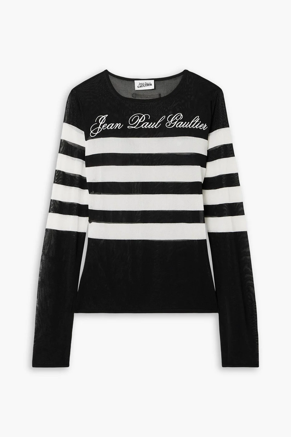 Marinière embroidered striped mesh top - 1