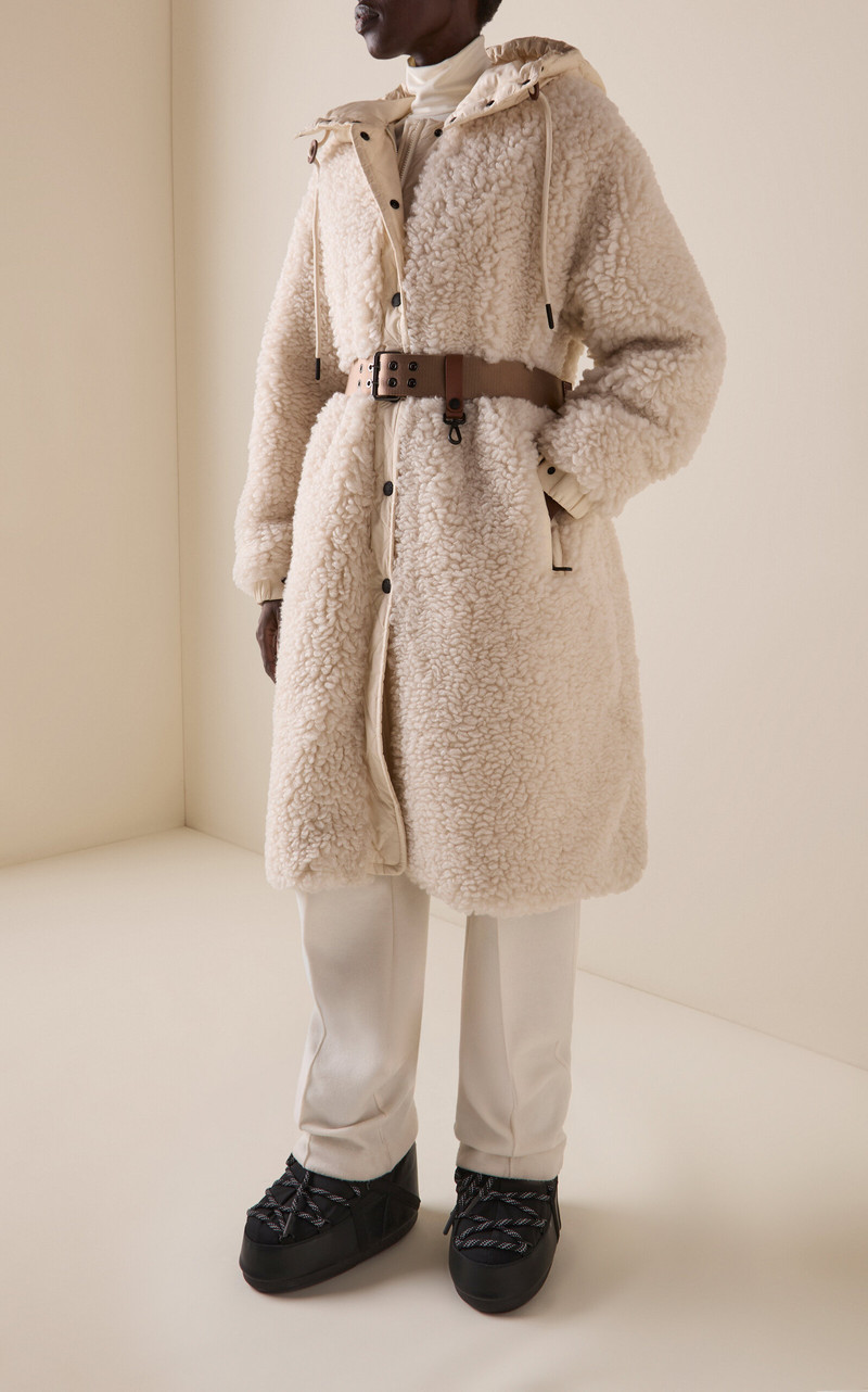 Moncler Grenoble Blavet Long Teddy Coat ivory outlook
