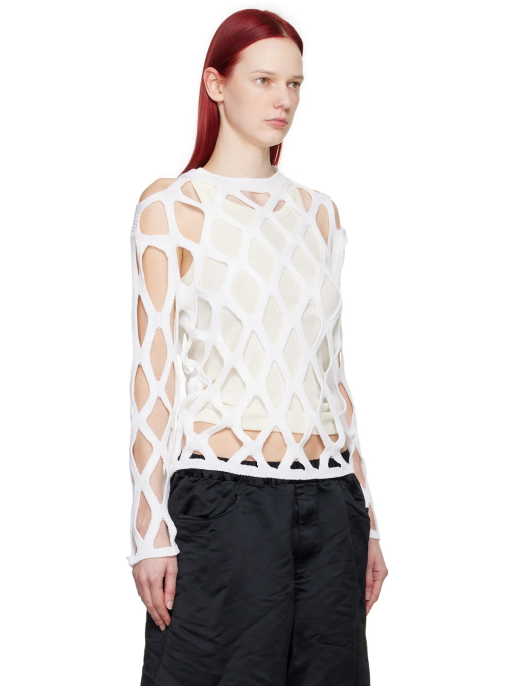 White Cutout Sweater - 2