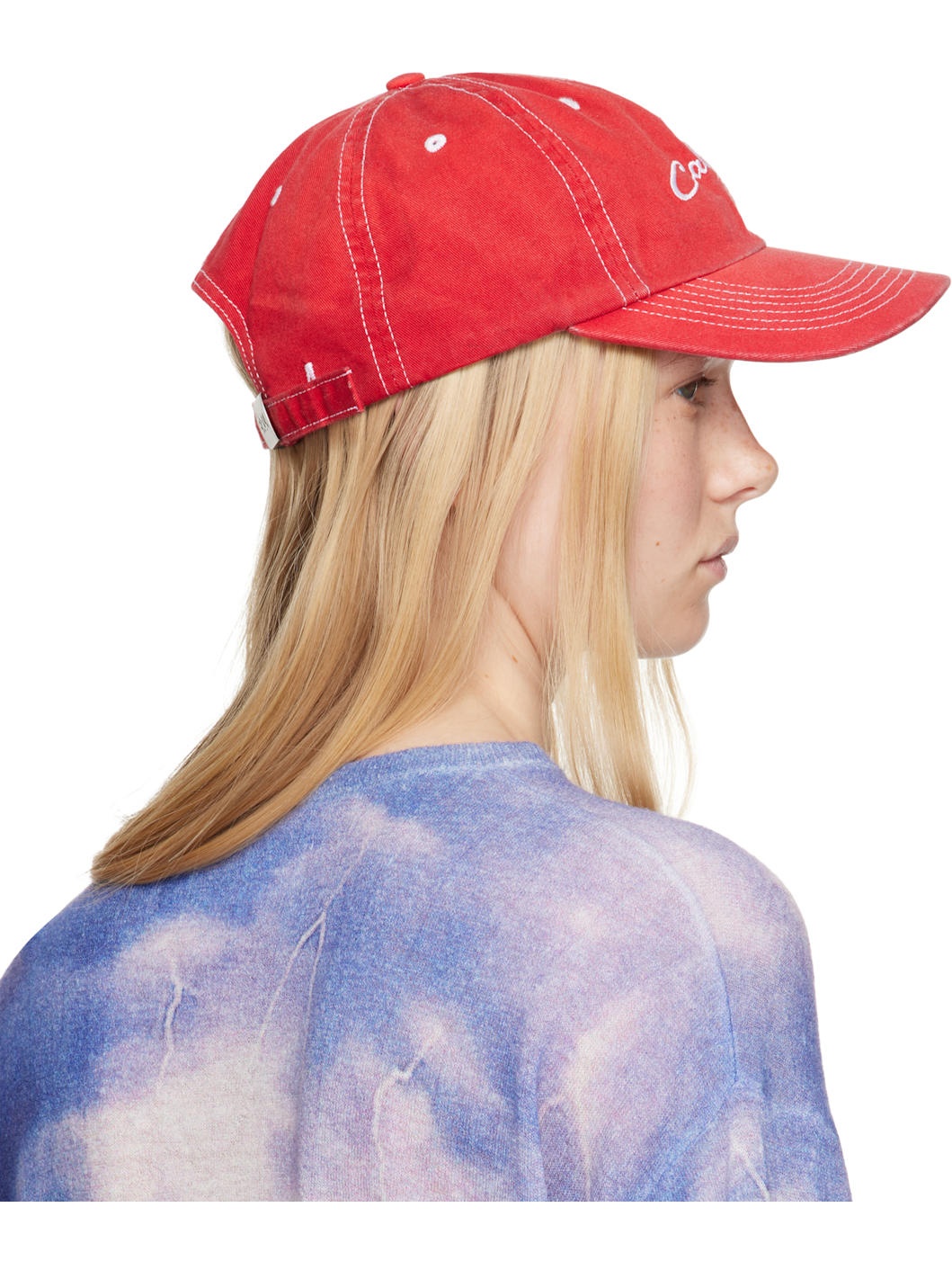 Red 'California' Embroidered Cap - 3