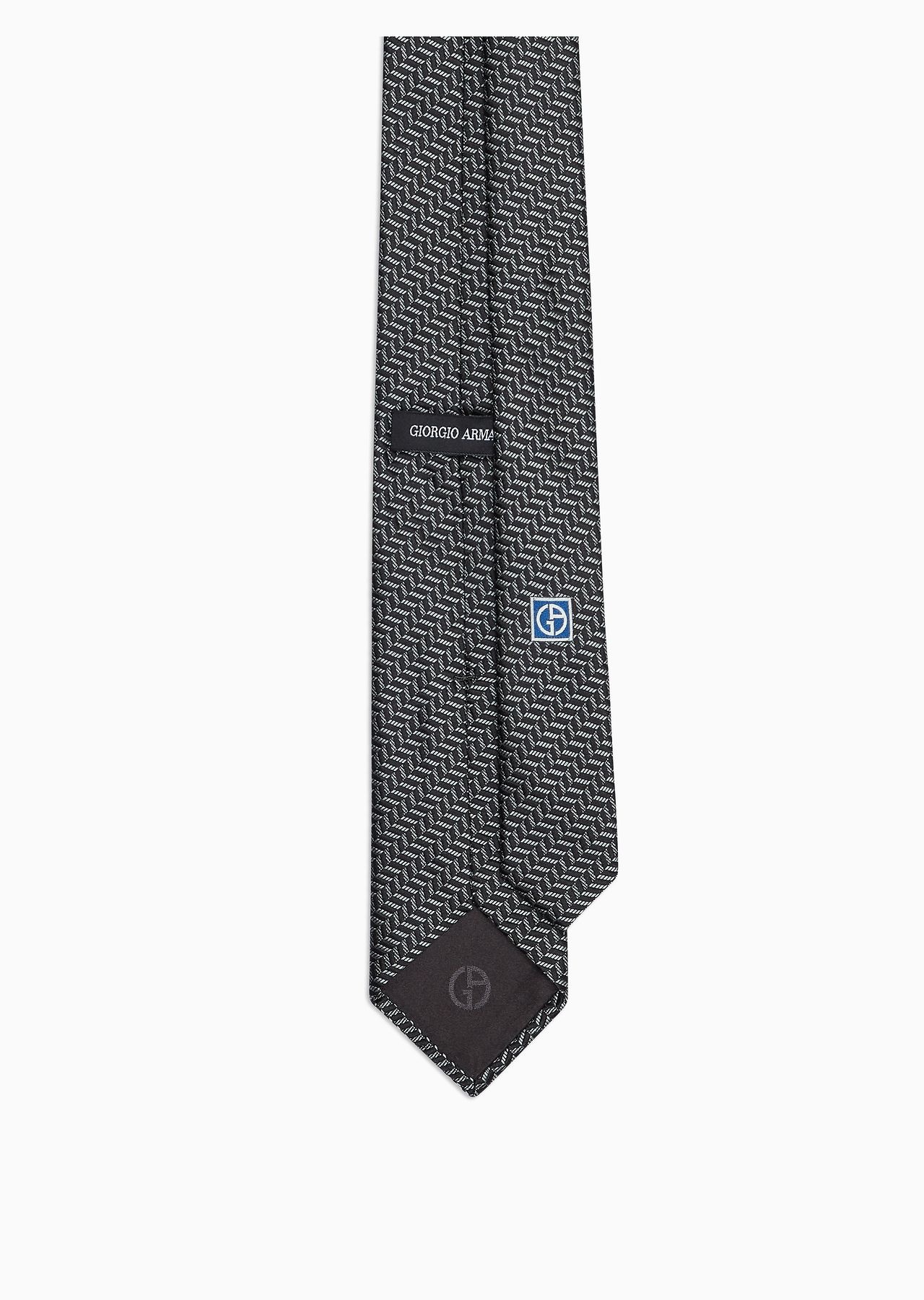Silk tie with jacquard chevron motif - 2