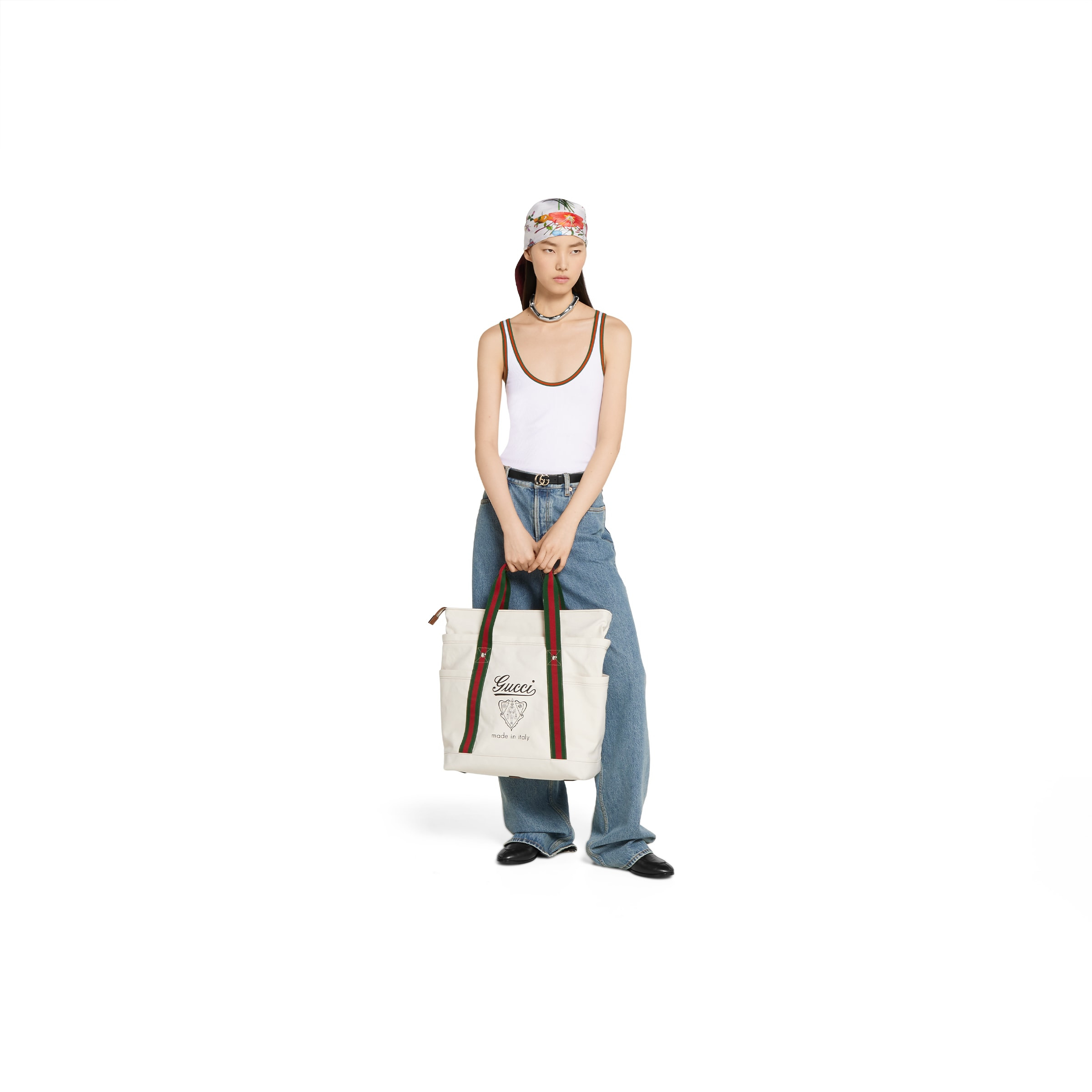 Medium printed canvas bag with Web - 7