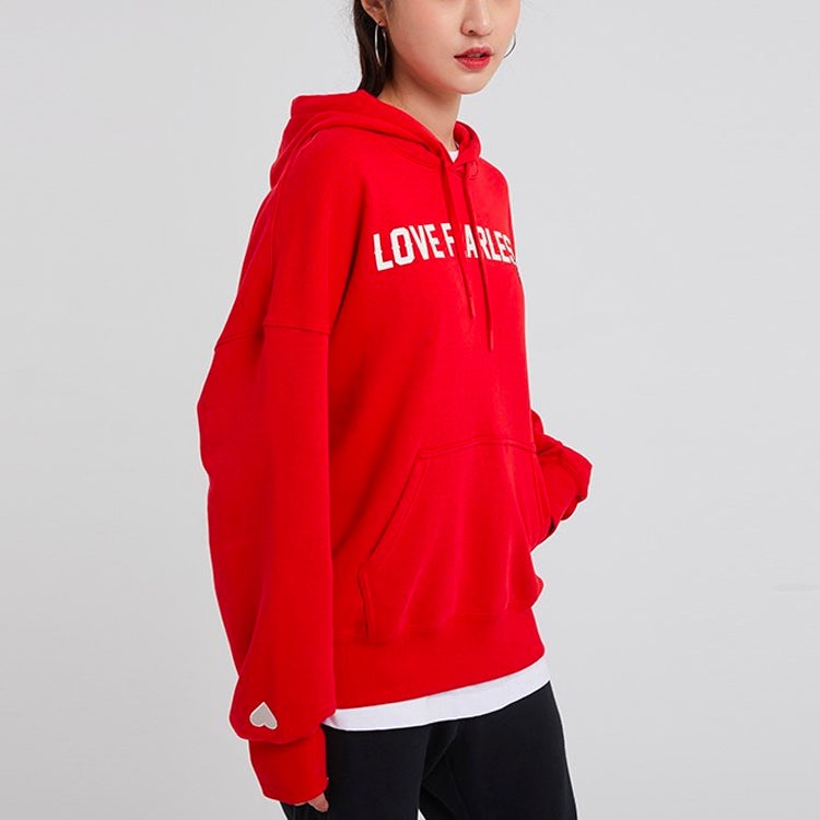 (WMNS) Converse Love The Progress 2.0 Oversized Pullover Hoodie 'Red' 10020734-A02 - 4