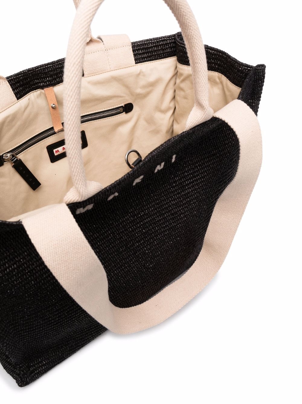 logo-embroidered raffia tote bag - 5